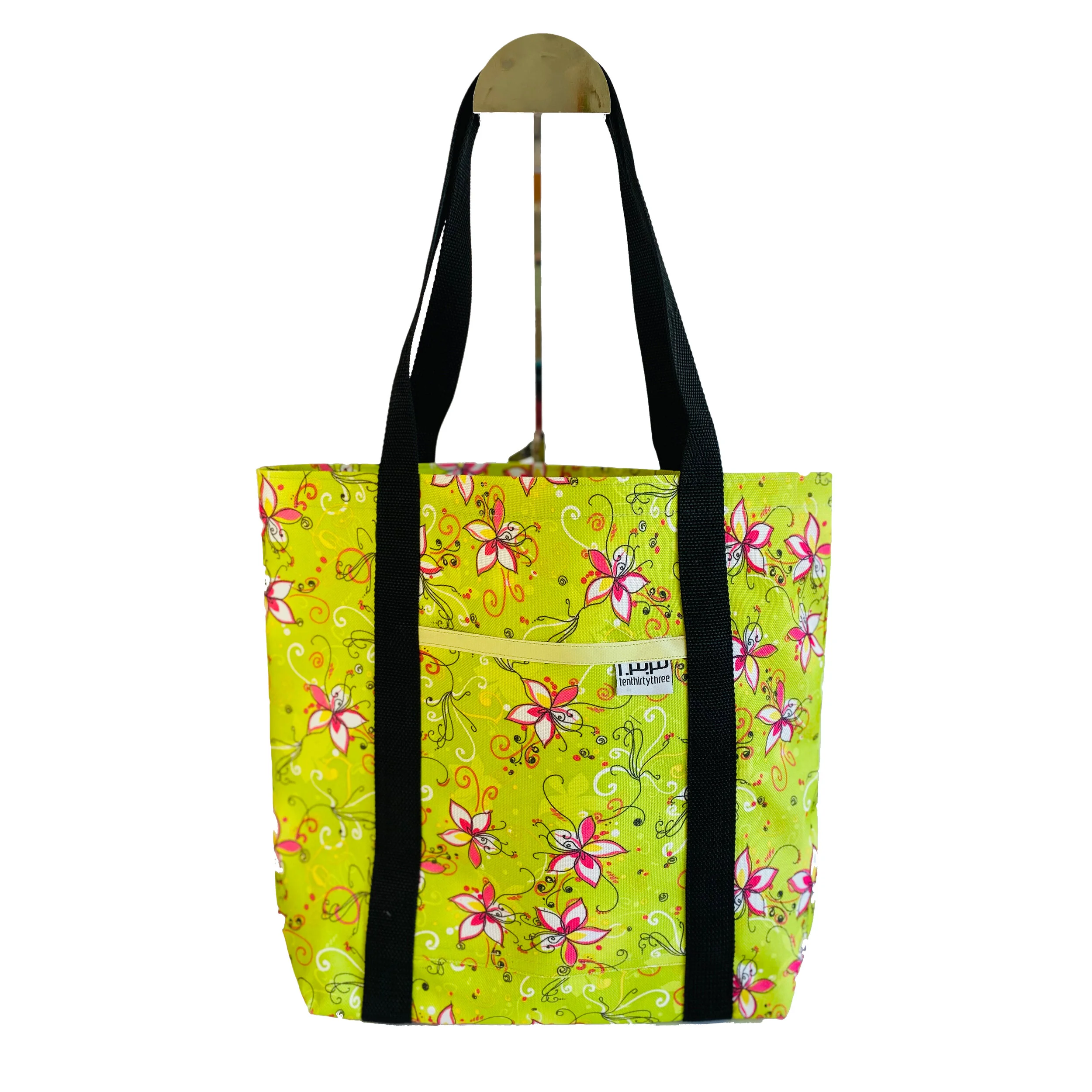May Flowers Market Tote Small Black Strap