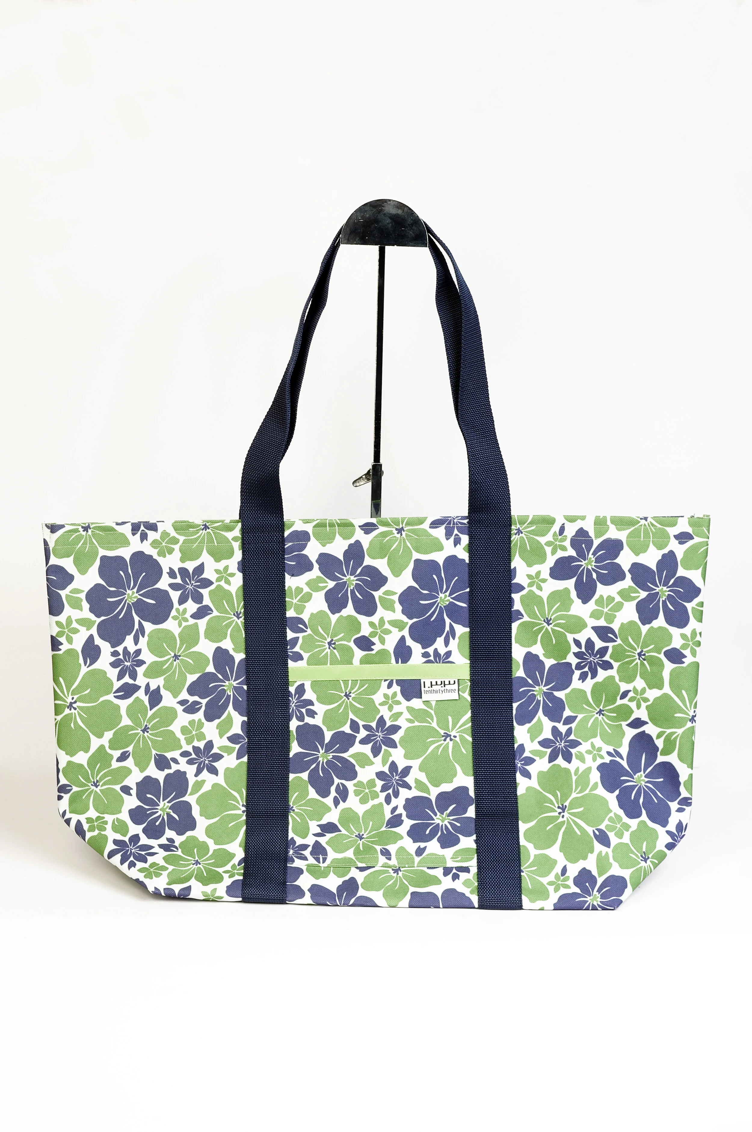 Forget-Me-Not Market Tote Large Navy Strap