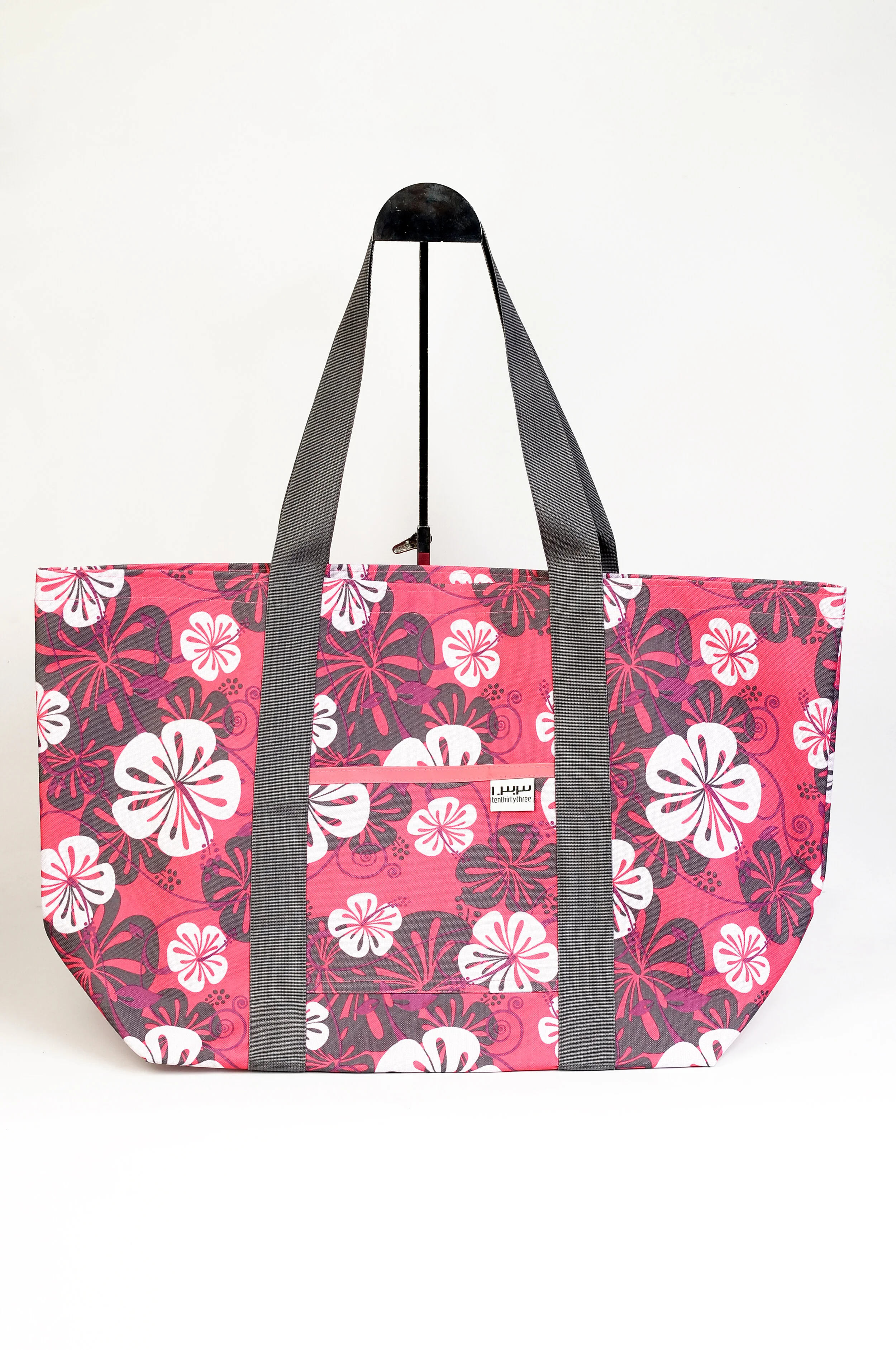 Hot Pink Hawaiian Market Tote Large 
Dark Grey Straps