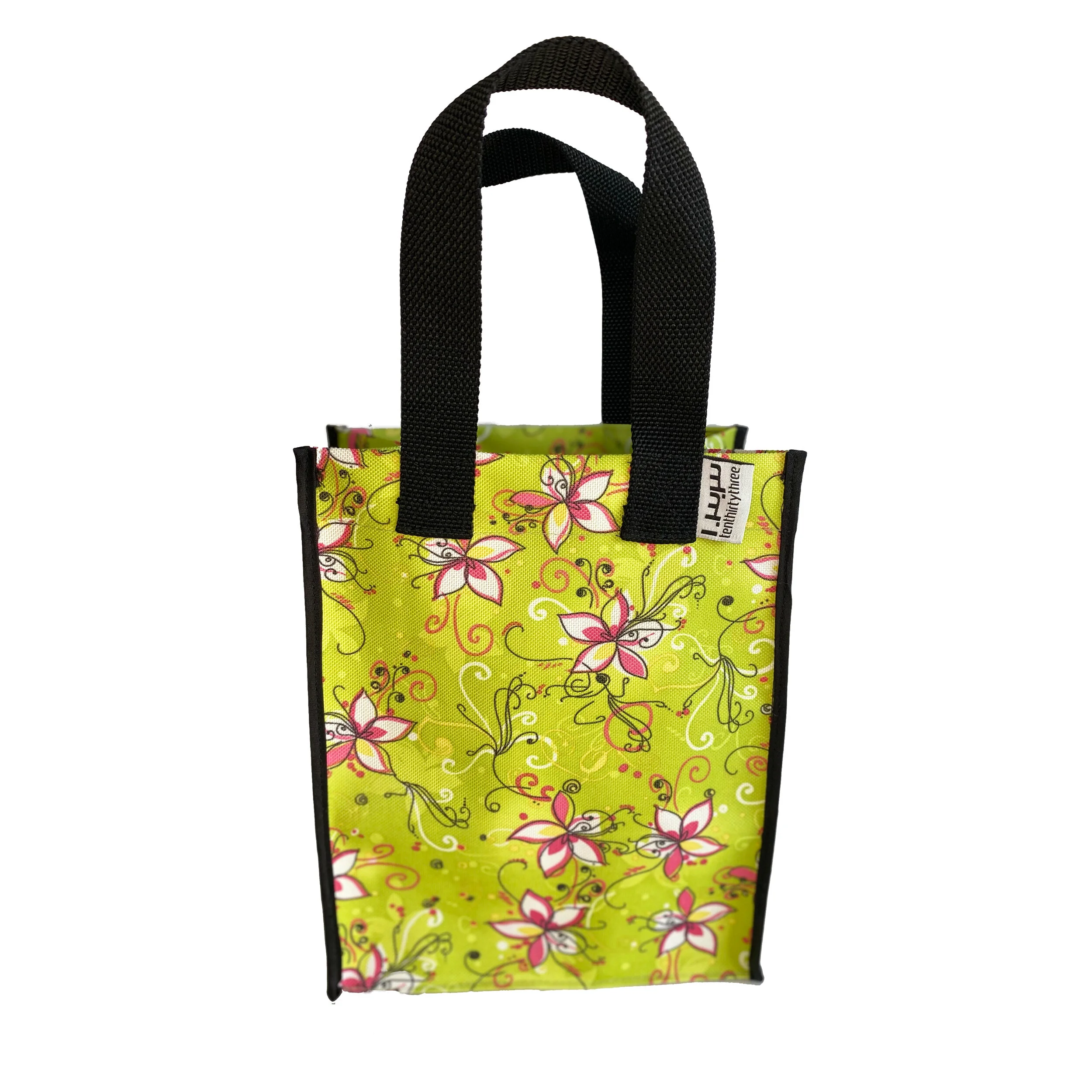 May Flowers 
Tiny Tote 
Solid Black Strap Black Bias