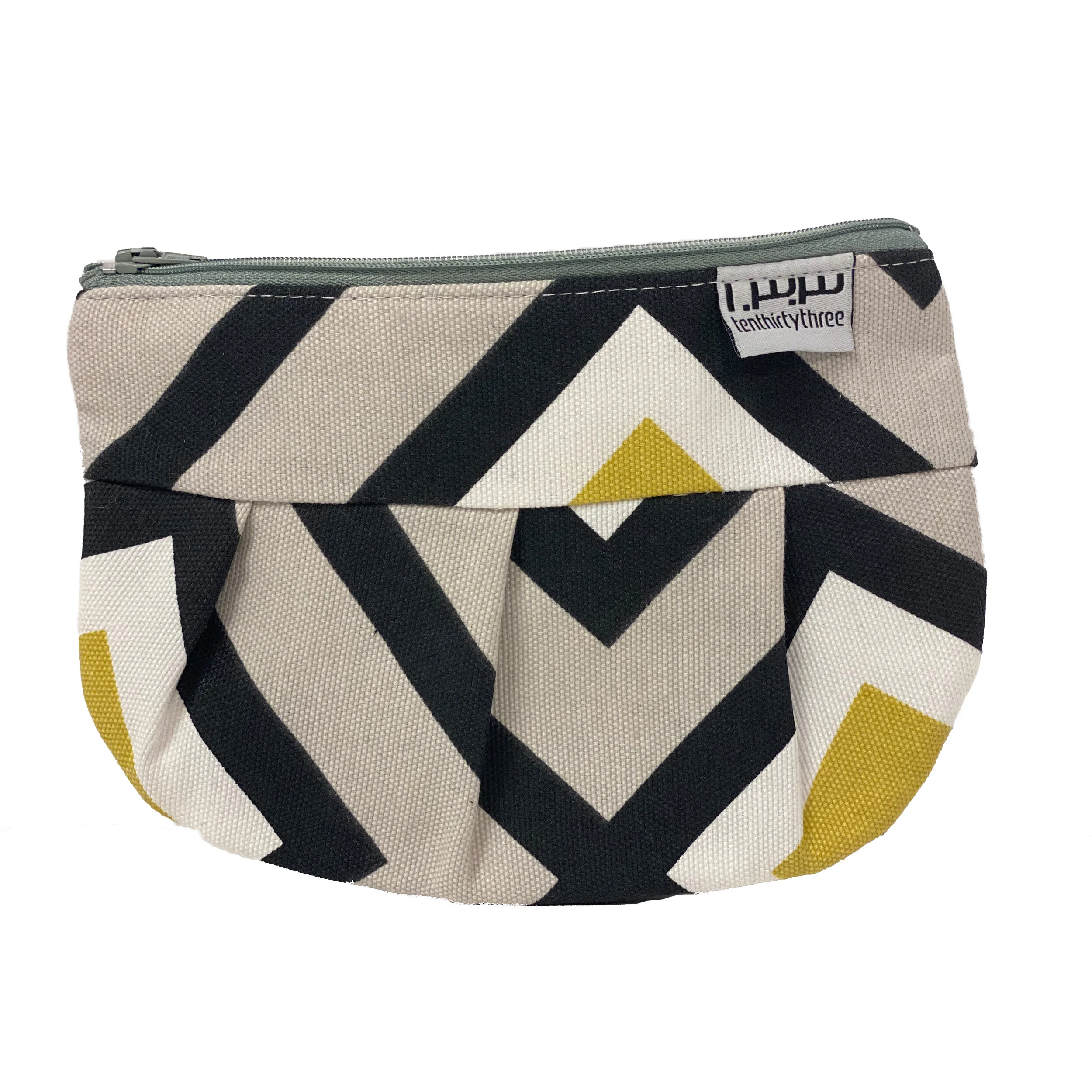 Geometric Grey Pouch Grey Zipper