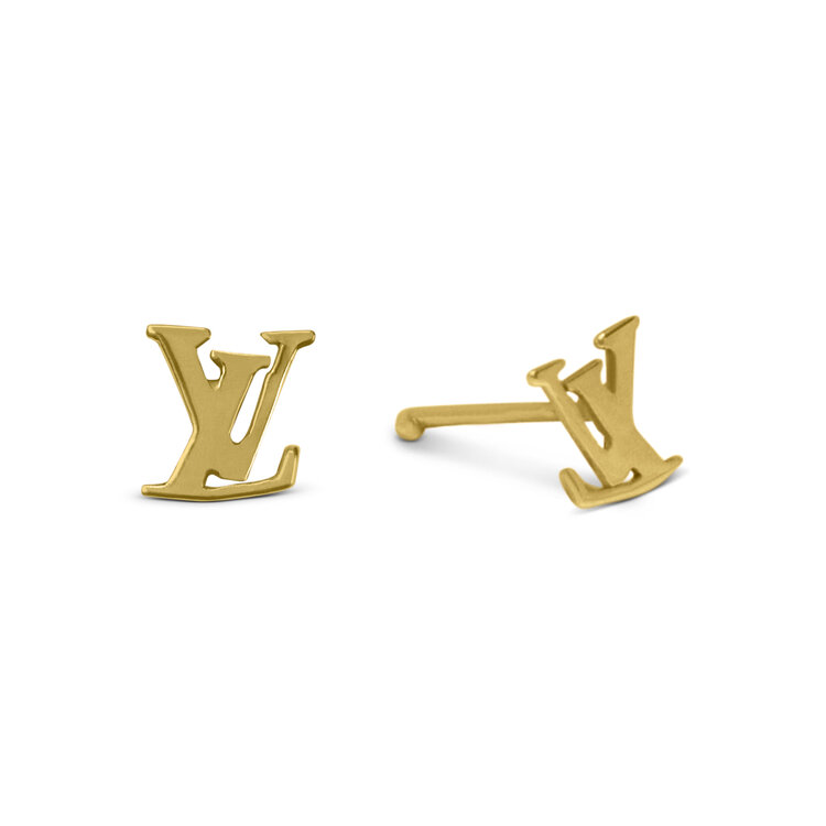 gold lv earrings