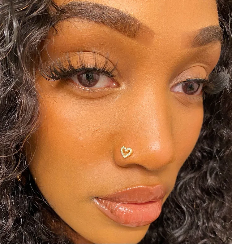 Diamond Heart Nose Stud — STATEMENT GOLD