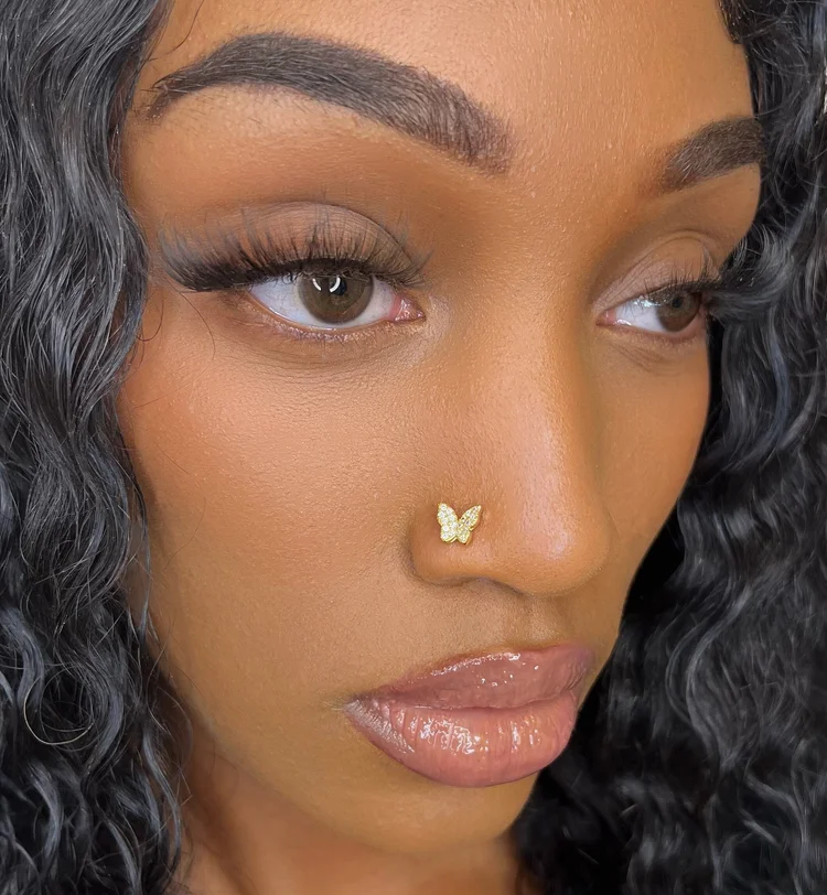 Large Diamond Butterfly Nose Stud STATEMENT GOLD