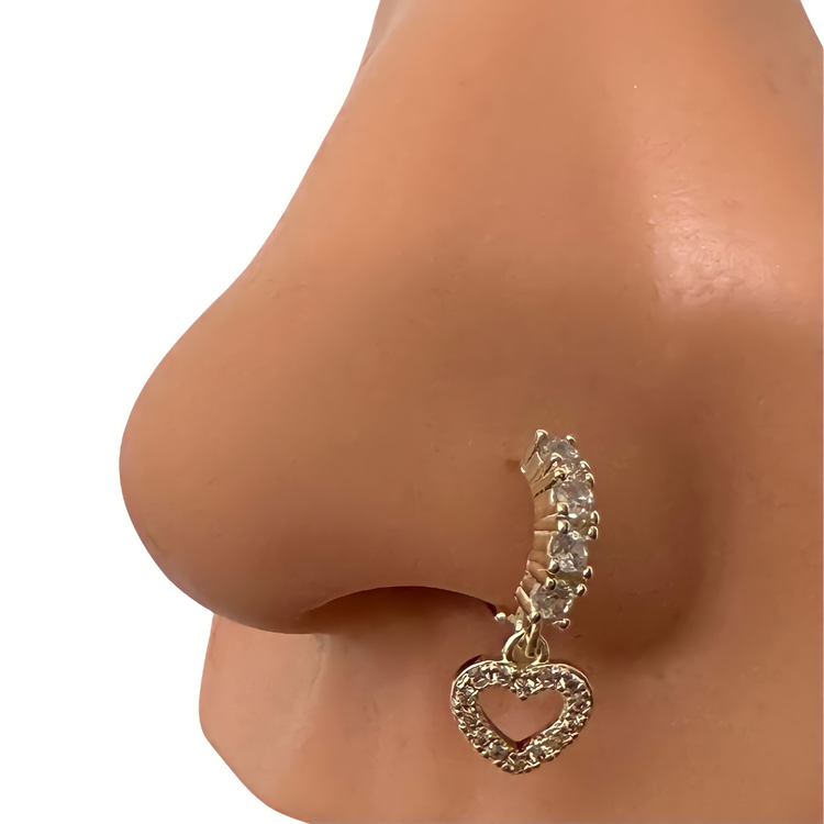 L Shaped Nose Ring With A Heart Titanium Nose Stud 20 Gauge