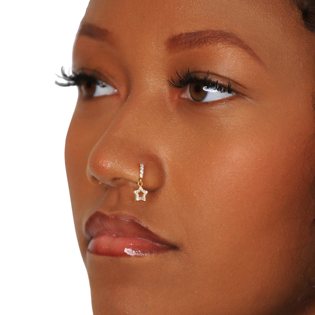 GOLD PLATED CZ STUDDED SMALL NOSE PIERCING NOSE RING – Sanvi Jewels