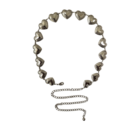 Gold or Silver Heart Metal Chain Statement Belt Heart Western Belt: Gold or Silver Metal Chain - Plus Sizes  main image 2