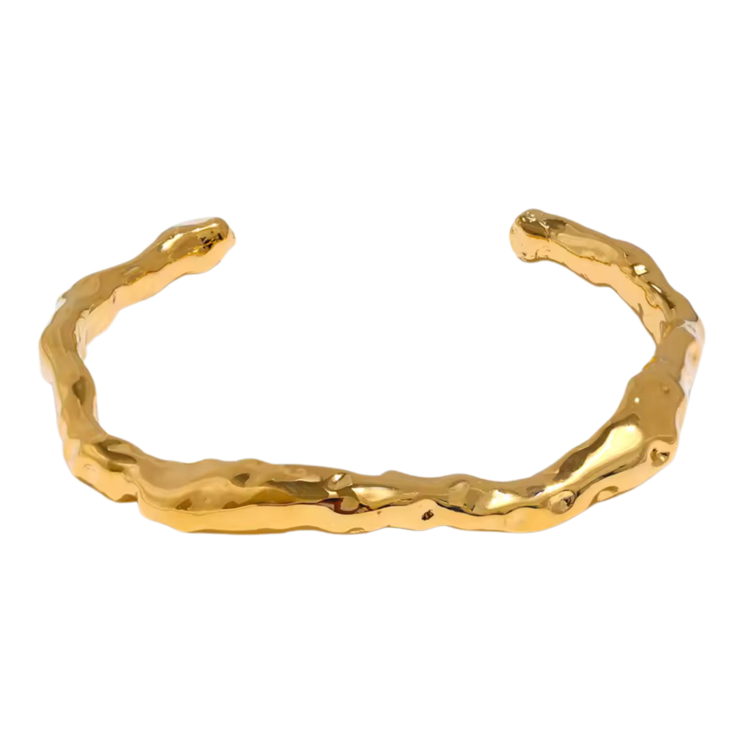 Molten Texture Cuff – Sculptural Gold-Plated Stainless Steel Statement ...