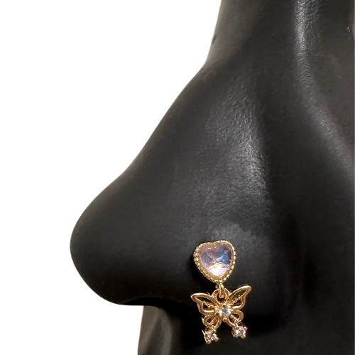 Sweetheart Butterfly Nose Stud — STATEMENT GOLD