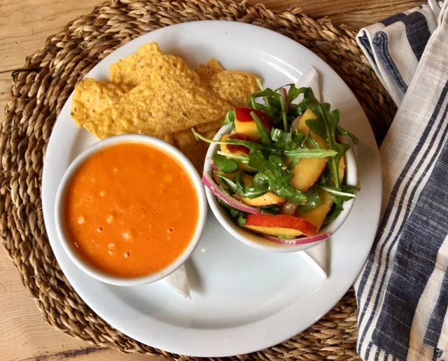 Navy Bean Soup with Nectarine and Arugula Salad