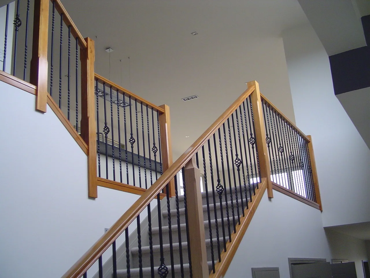 Rimu and Wrought Iron Balustrade with  Pyramid Tops.JPG