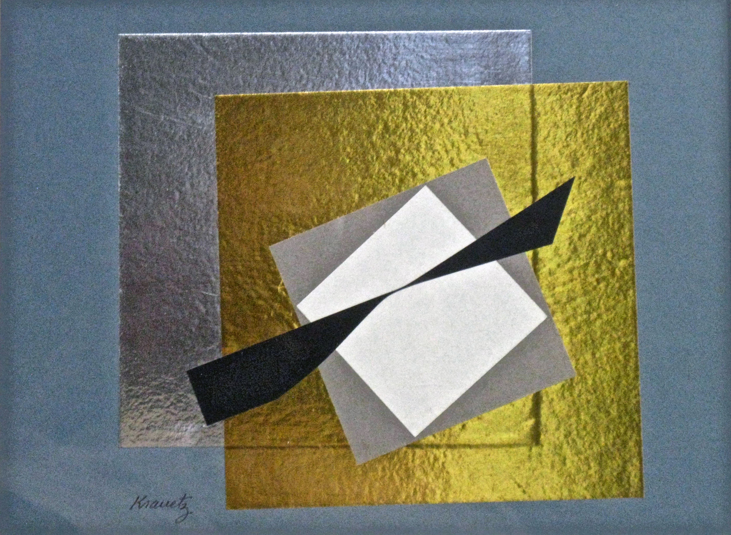 Black Tie Affair, 1990, Collage with Foil, 16x20 inches with mat