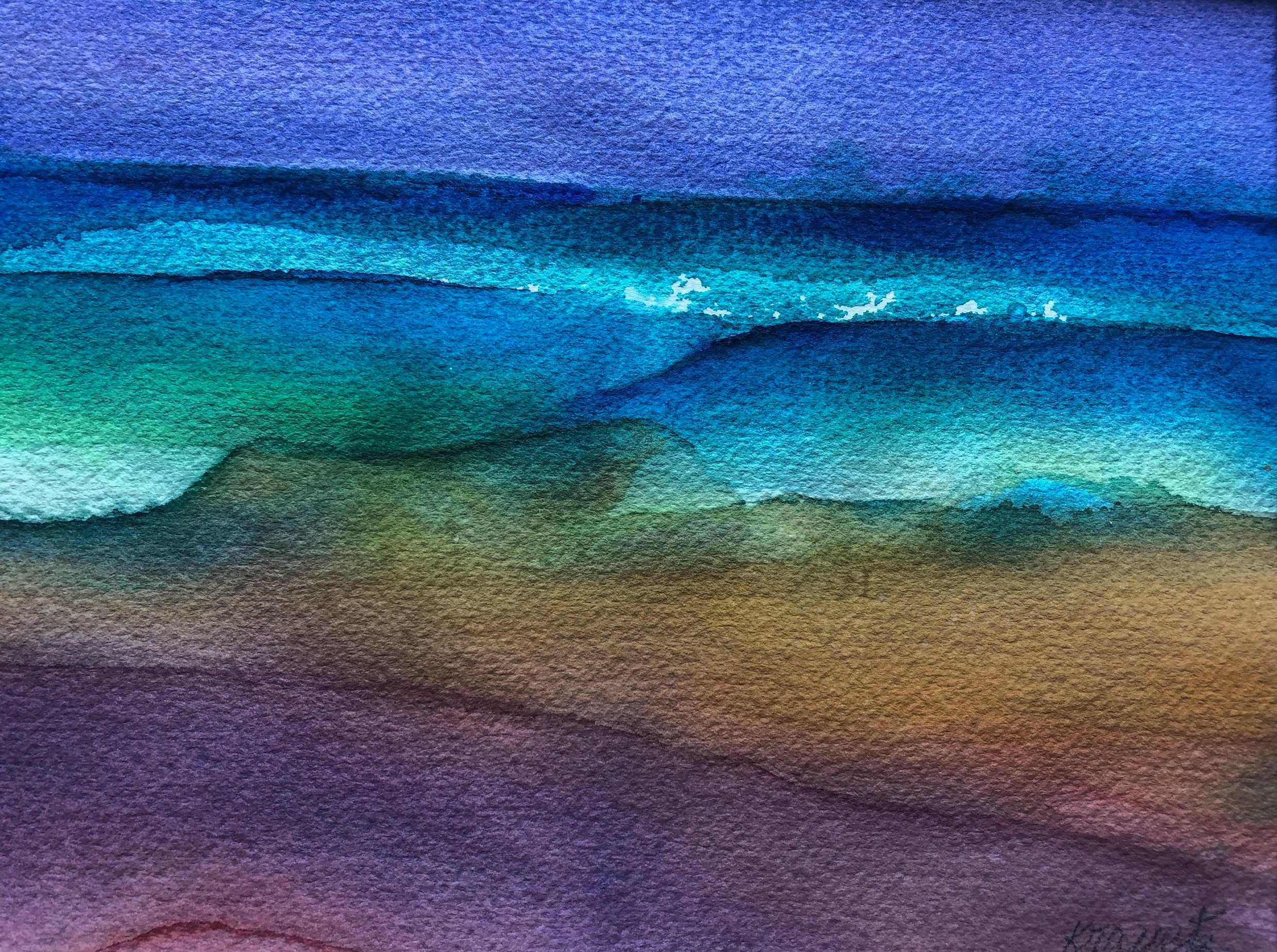 Full Spectrum Seascape, c. 1998, Watercolor, 14x16 inches with mat