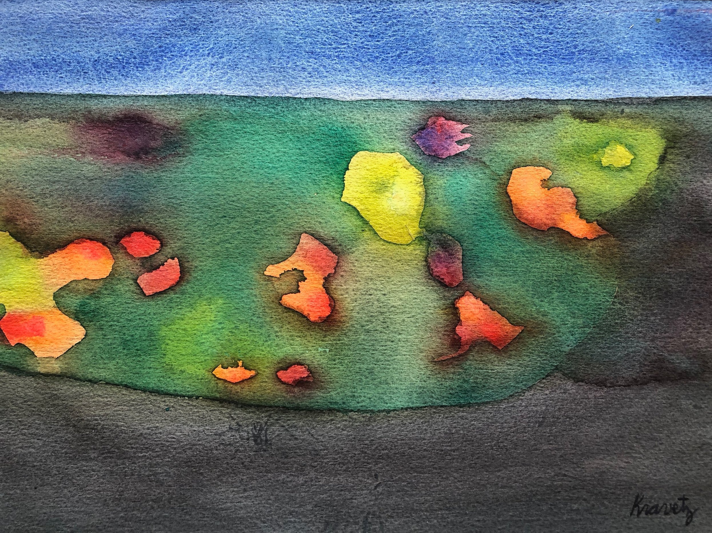 Chain of Islands, 1983, Watercolor, 16x20 inches with mat