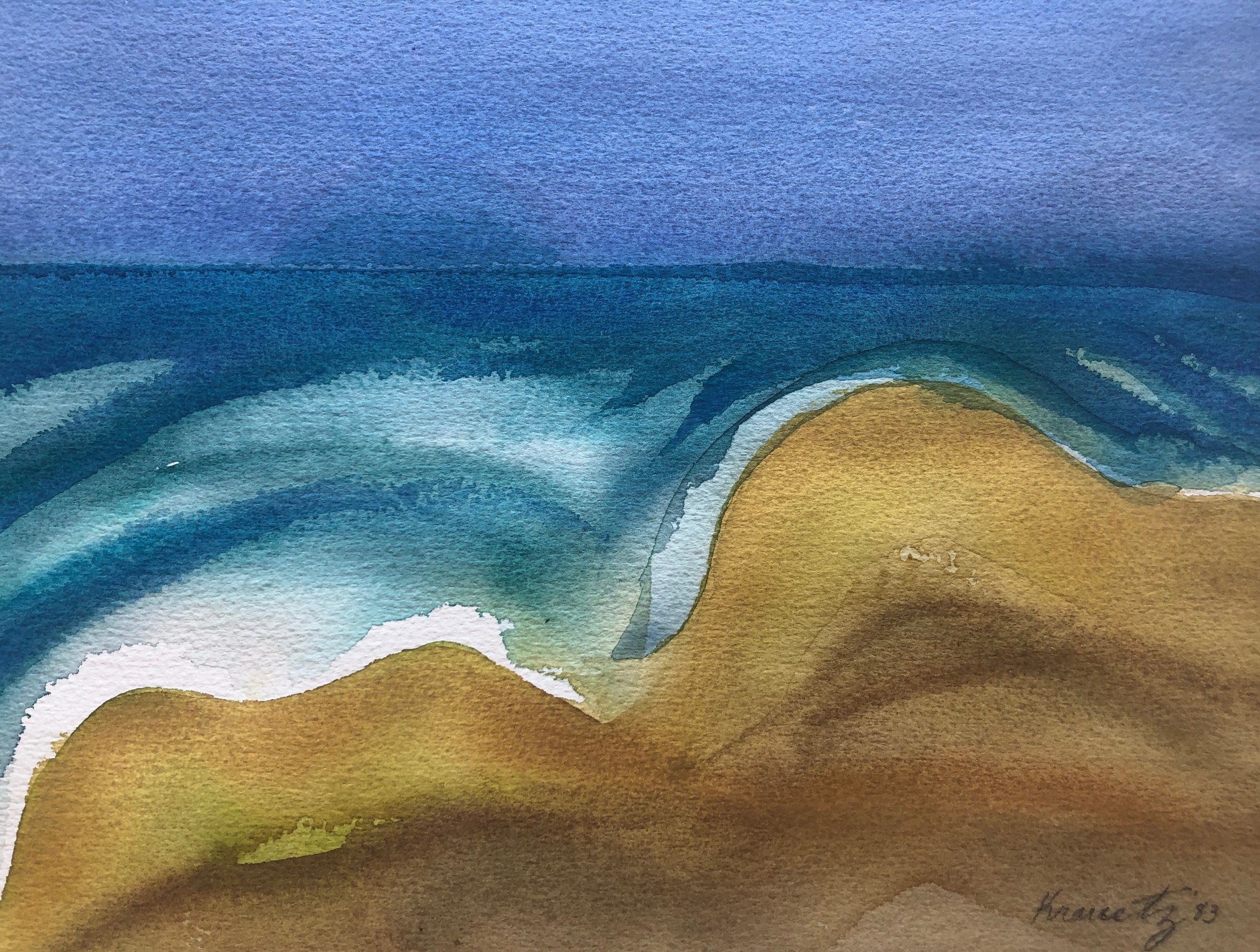 Dunes, Sea and Sky, 1989, Watercolor, 18x22 inches with mat