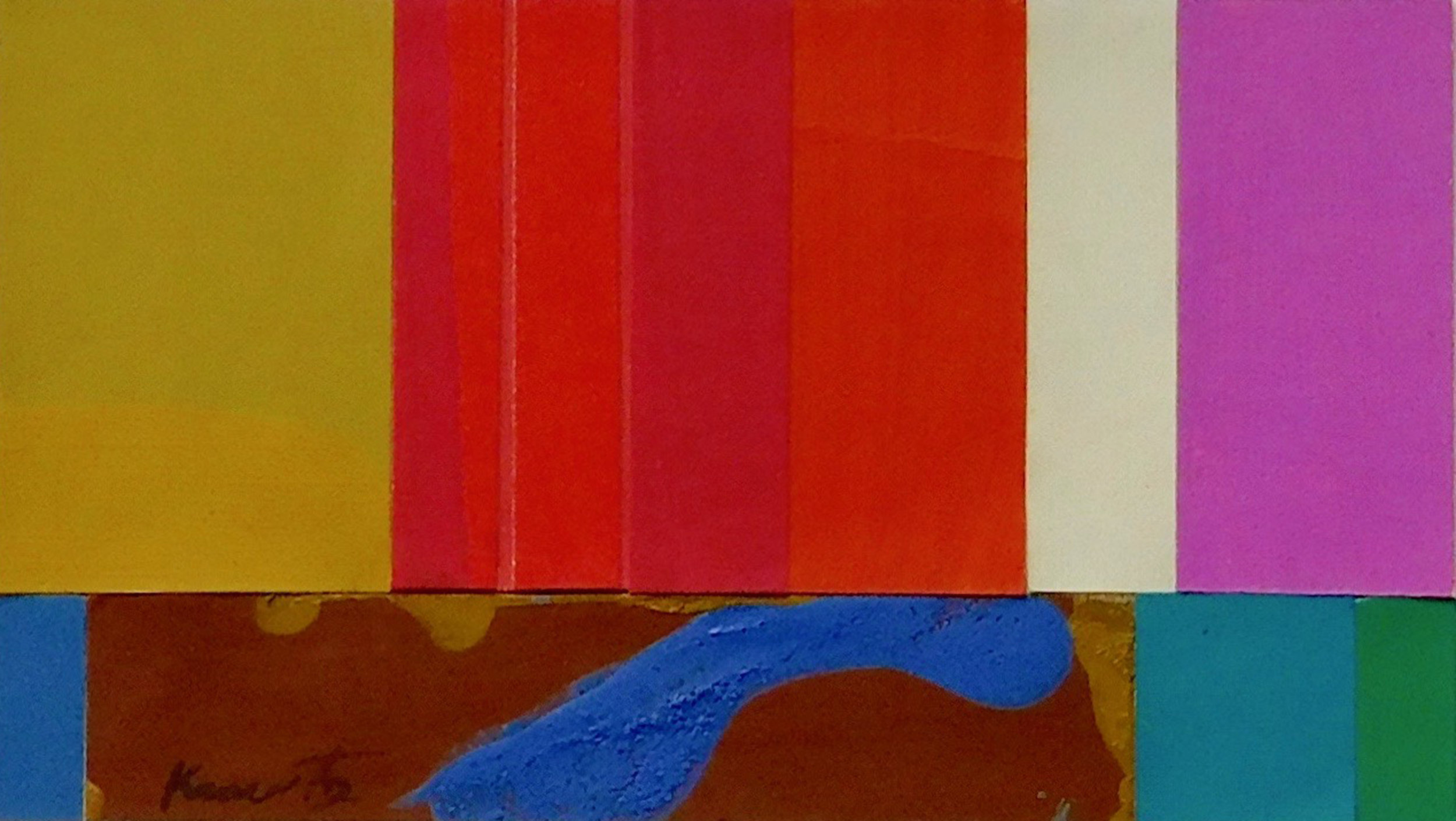 Color Block Composition III, c. 2000, Acrylic Painted Paper Collage, 16x18 inches with mat