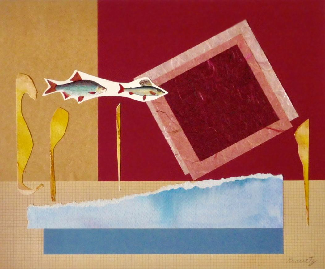 Gone Fishing I, 2005, Collage, 22x26 inches with mat