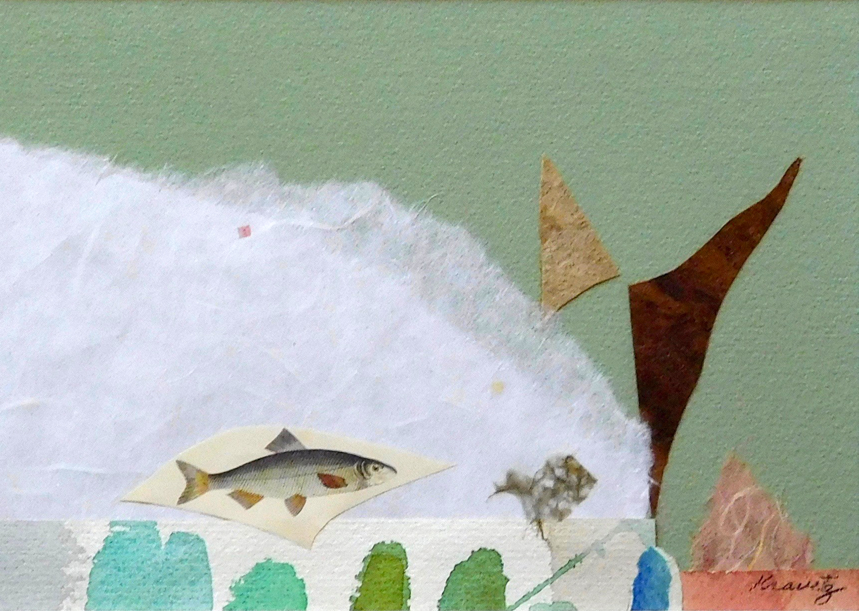 Under Water Seascape, 1995, Collage with Handmade Paper, 14x16 inches with mat