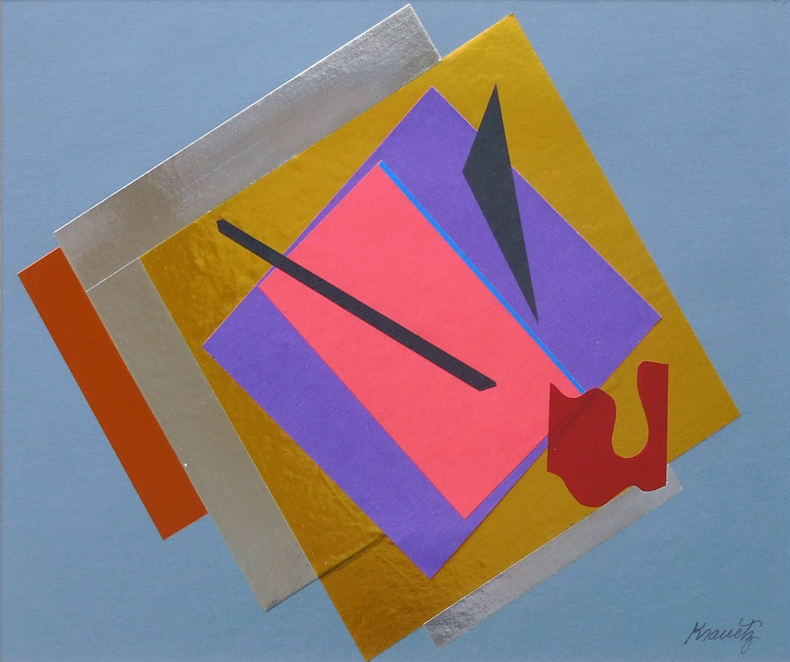 Abstract Image, 1982, Collage with Foil, 14x17 inches with mat