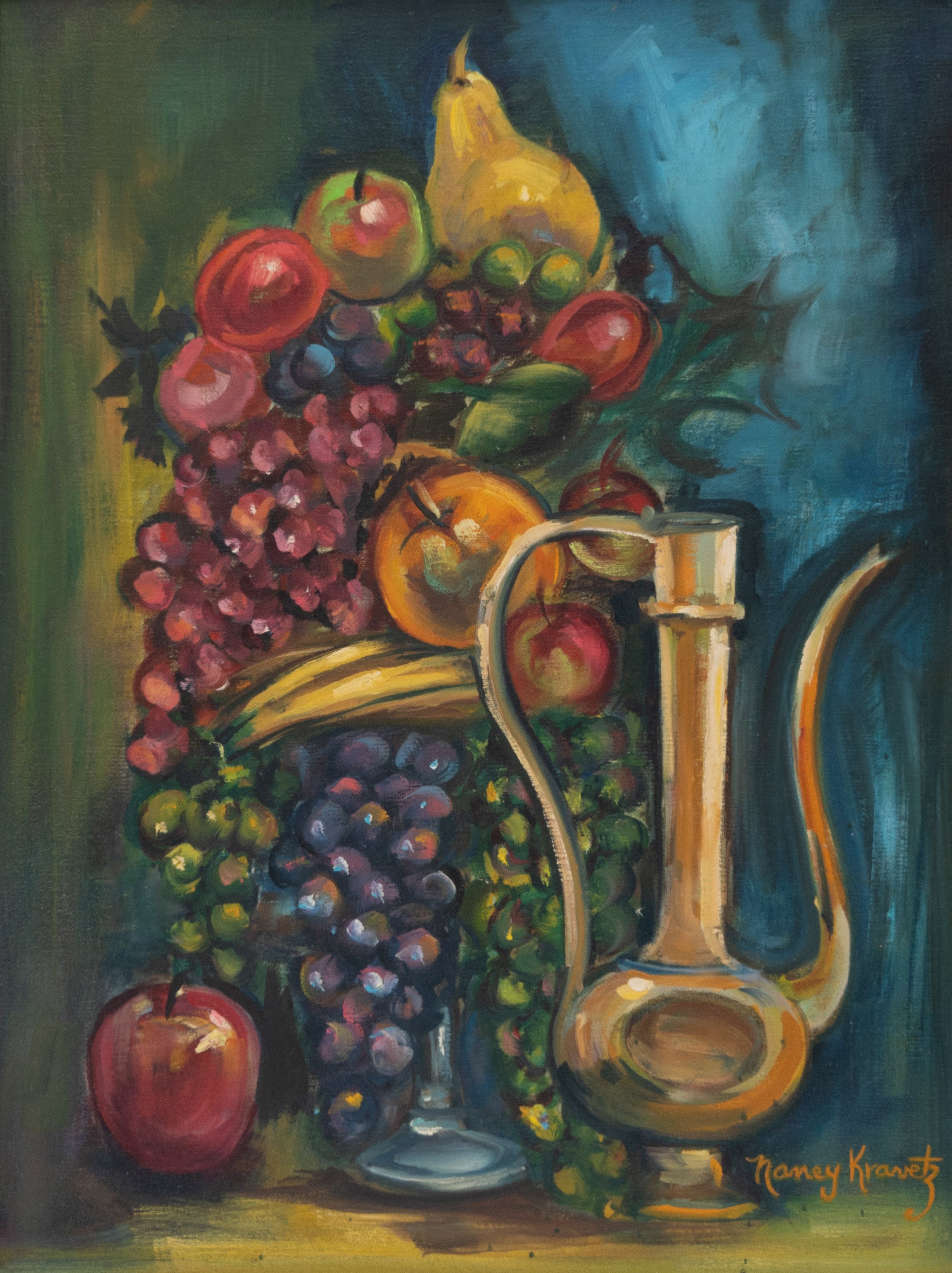 Still Life with Fruit, 1968, oil on masonite, 18x24 inches