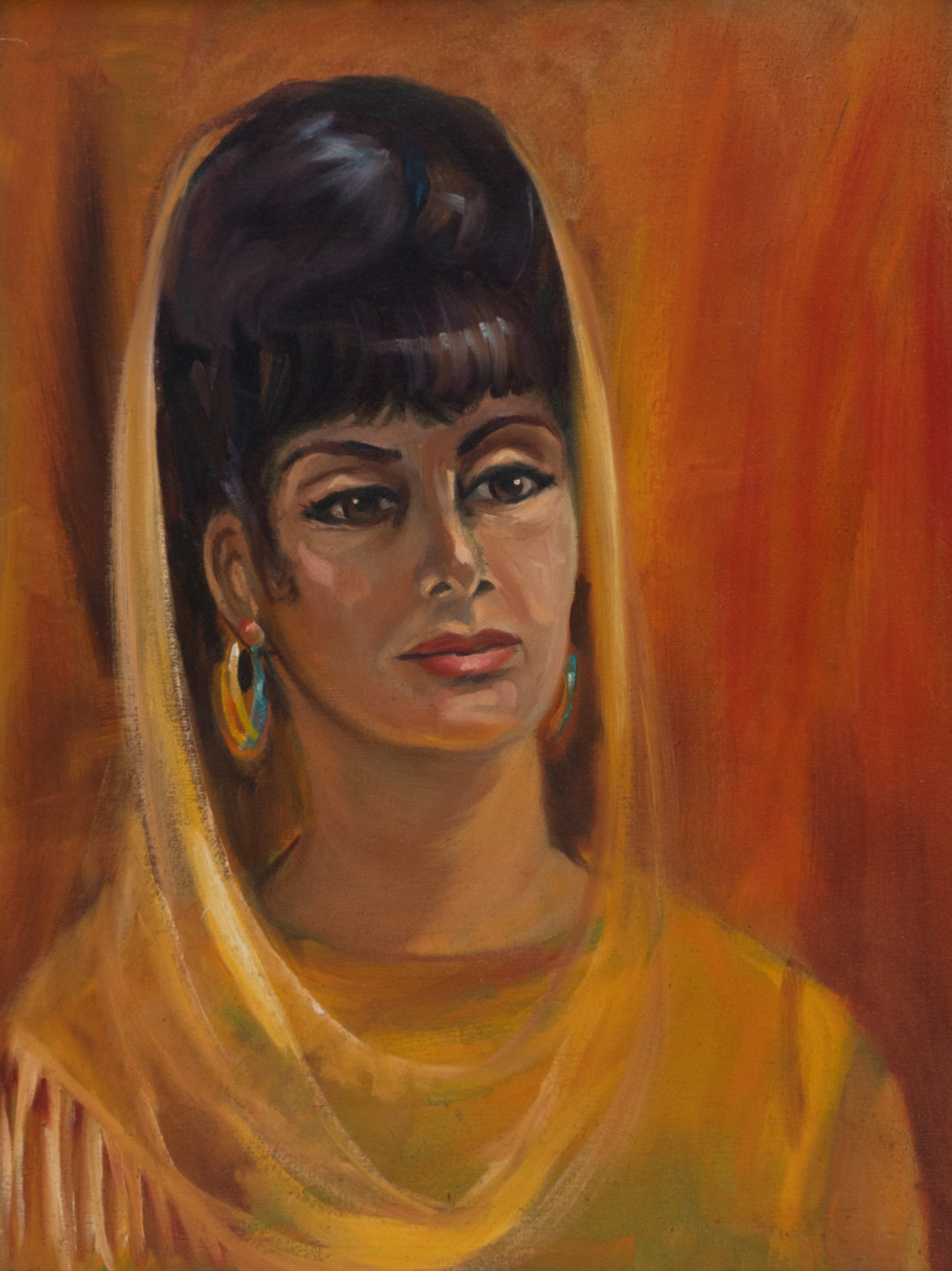 Woman with a Shawl, 1969, oil on masonite, 24x18 inches