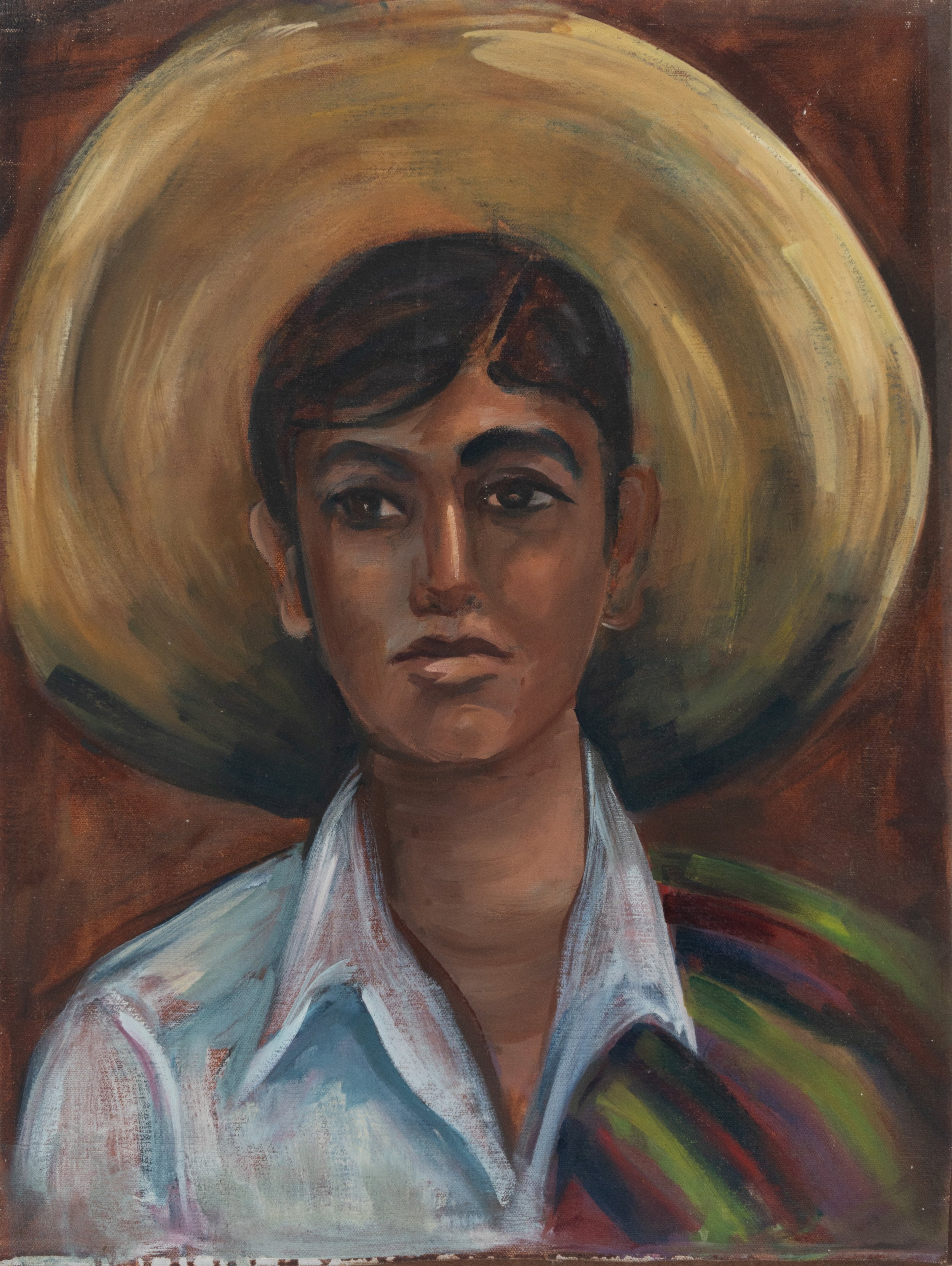 Boy with a Sombrero, 1969, oil on masonite, 24x18 inches