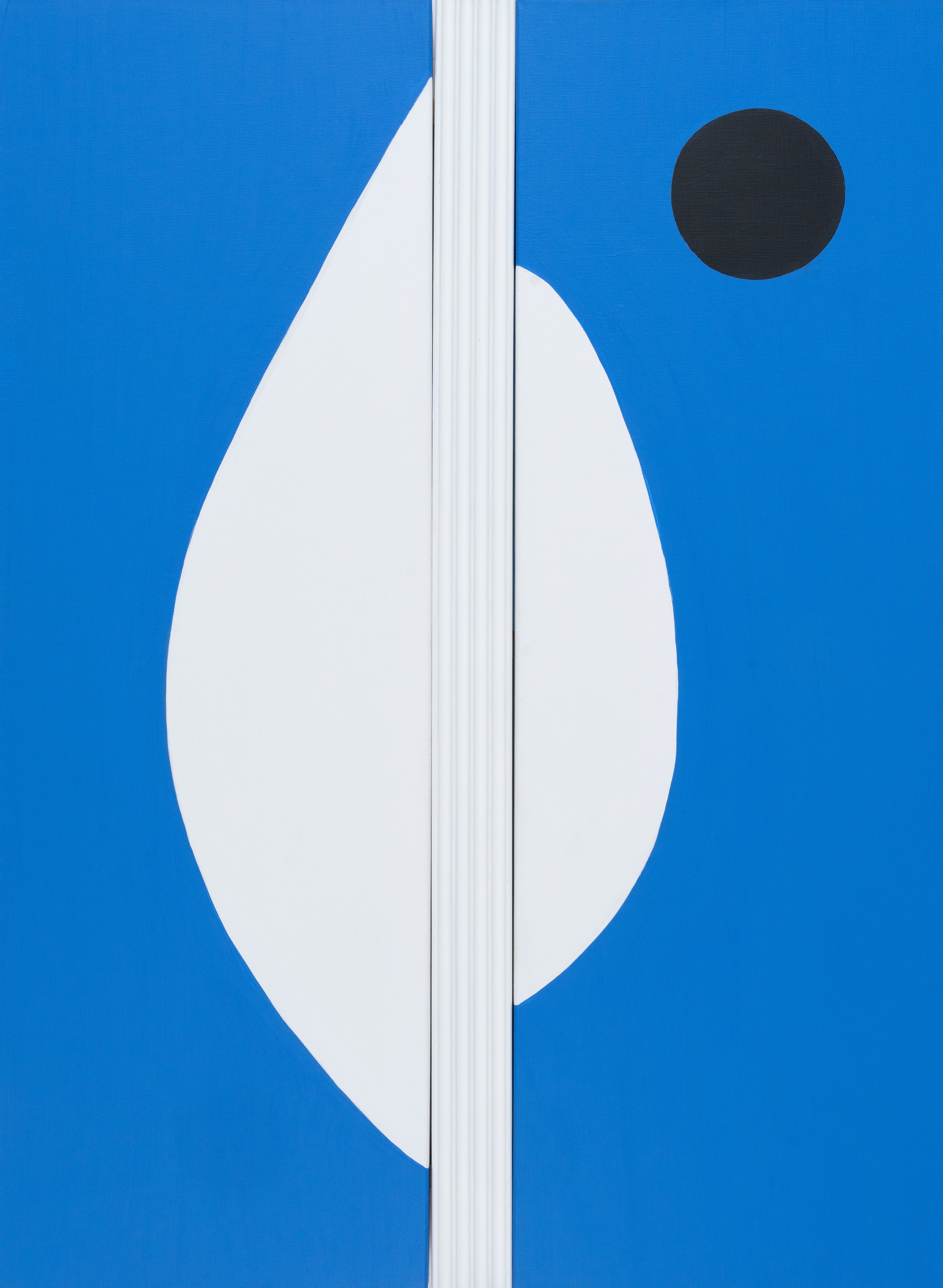 Desert Botanical Series II Stargazer Lily Pods (Blue and White), 2022, acrylic on canvas and wood, 36x26.5 inches