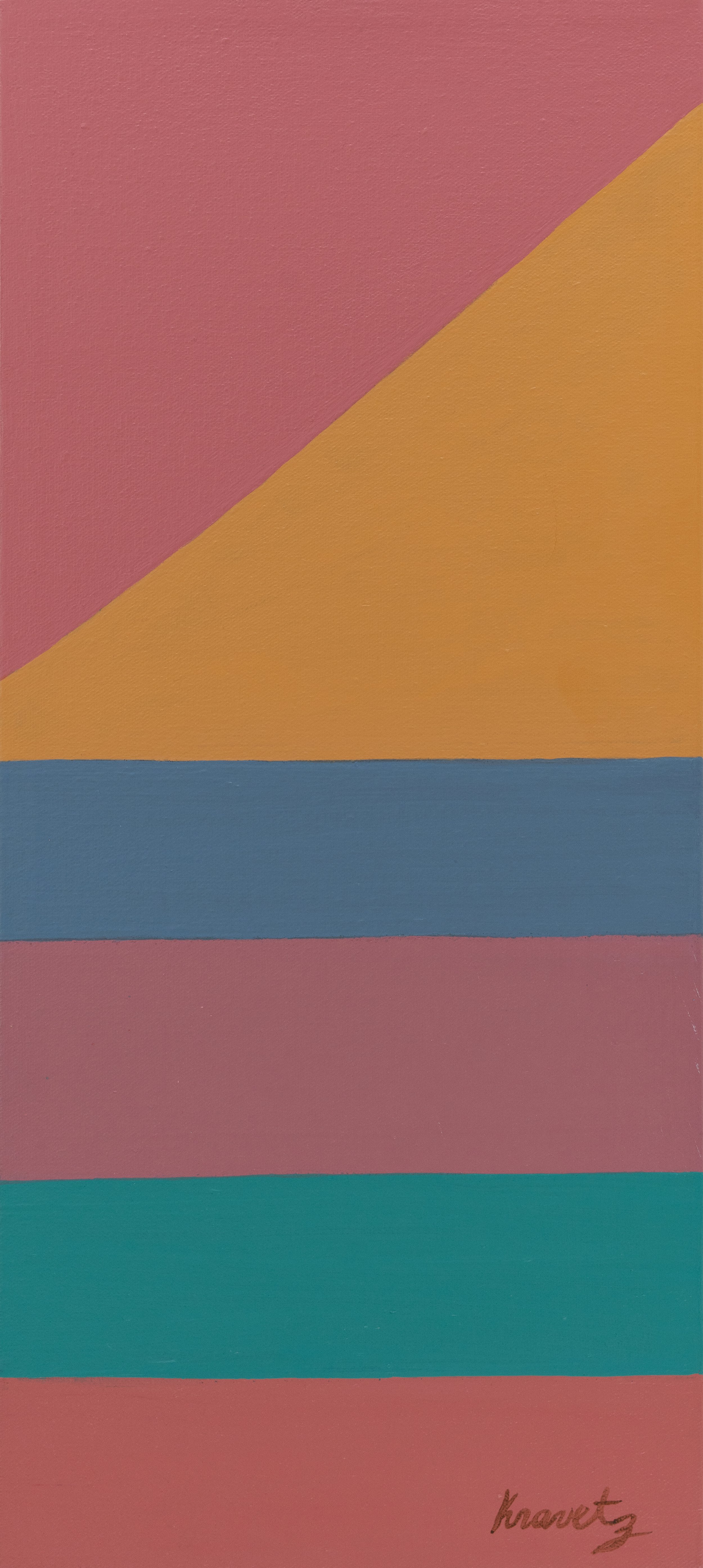 Square, Triangles and Bands of Color, 1985, acrylic on canvas, 17x8 inches