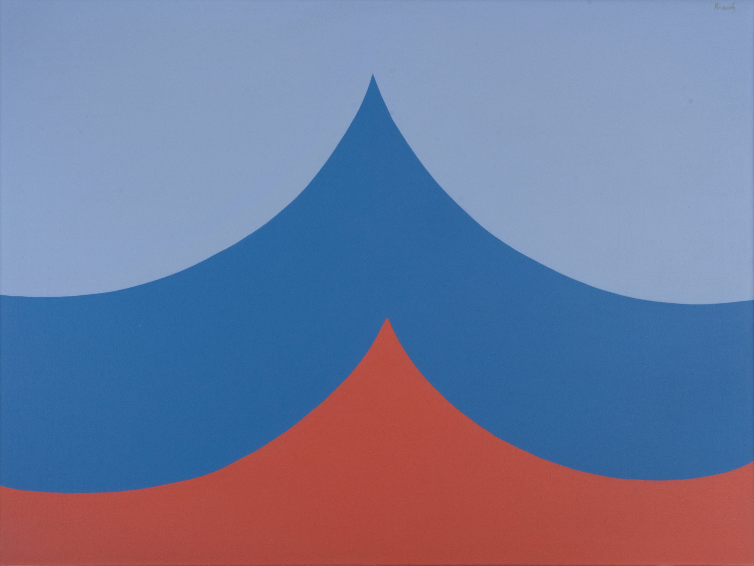 Flying High (Red, Blue and Grey), 1976, acrylic on canvas, 36x48 inches