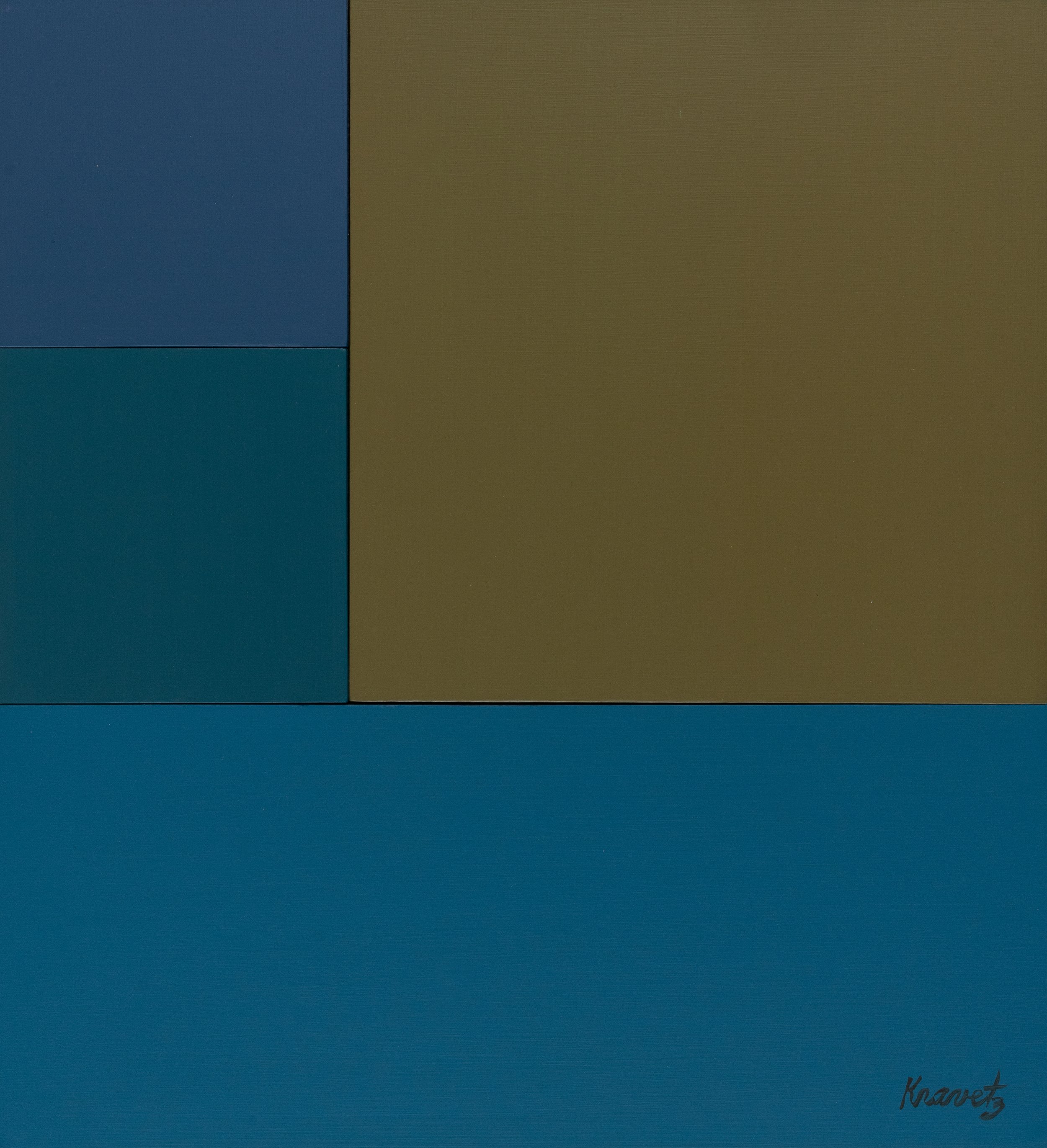Construction with Four Colors, 1974, acrylic on masonite, 19.5x18 inches