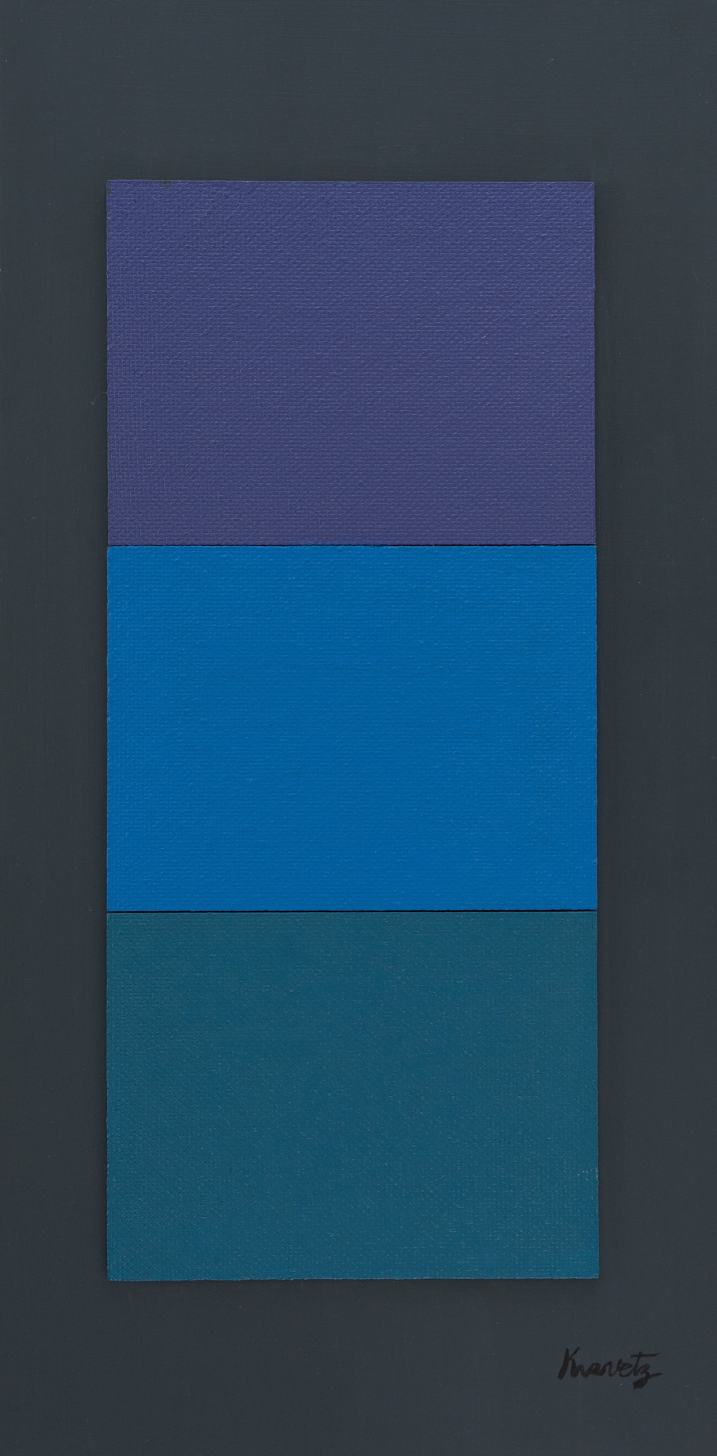 Green, Blue and Purple on Grey, 1974, acrylic on canvas and masonite, 24x12 inches