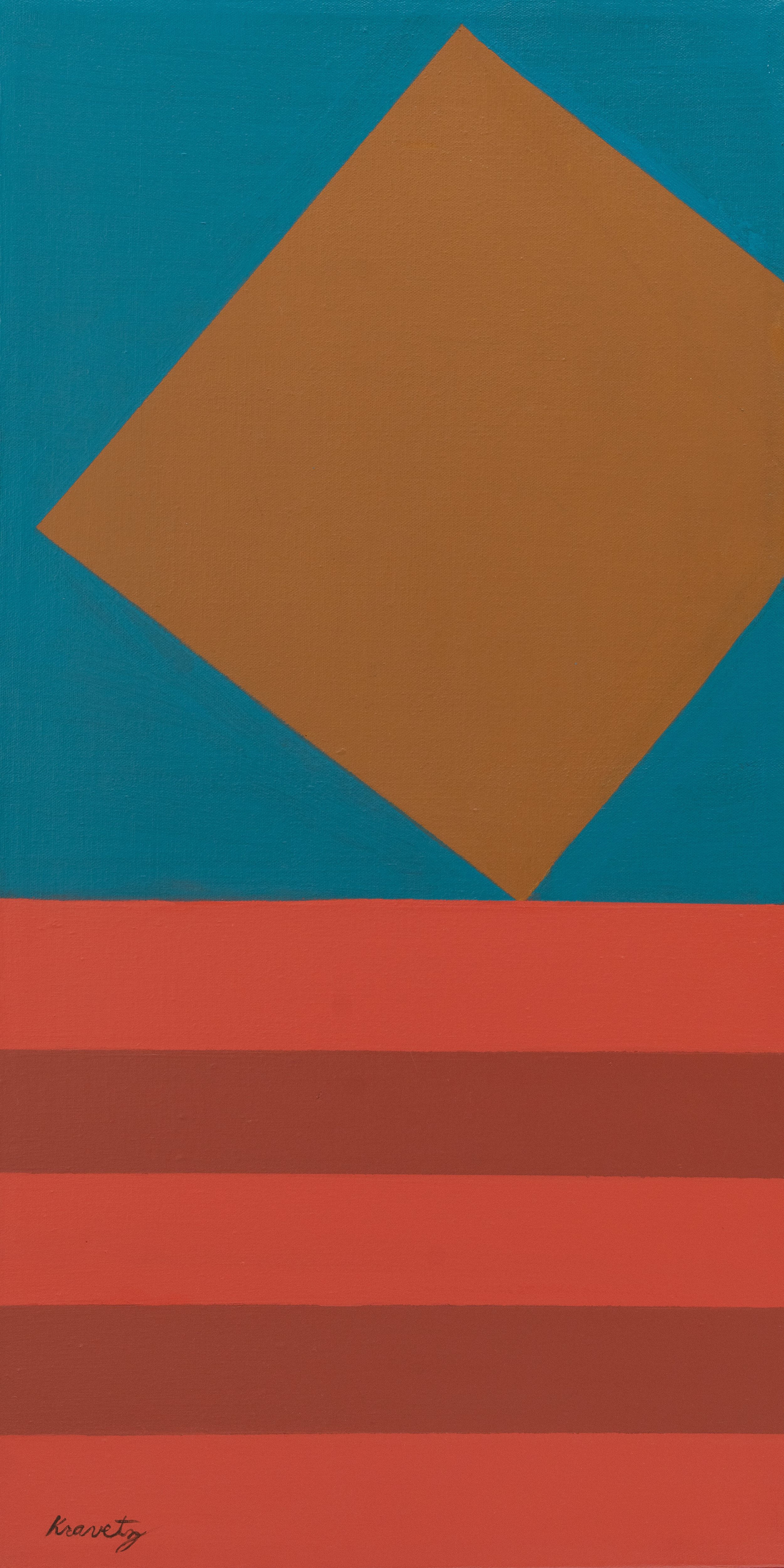 Geometric Abstract, 1985, acrylic on canvas, 25x13 inches
