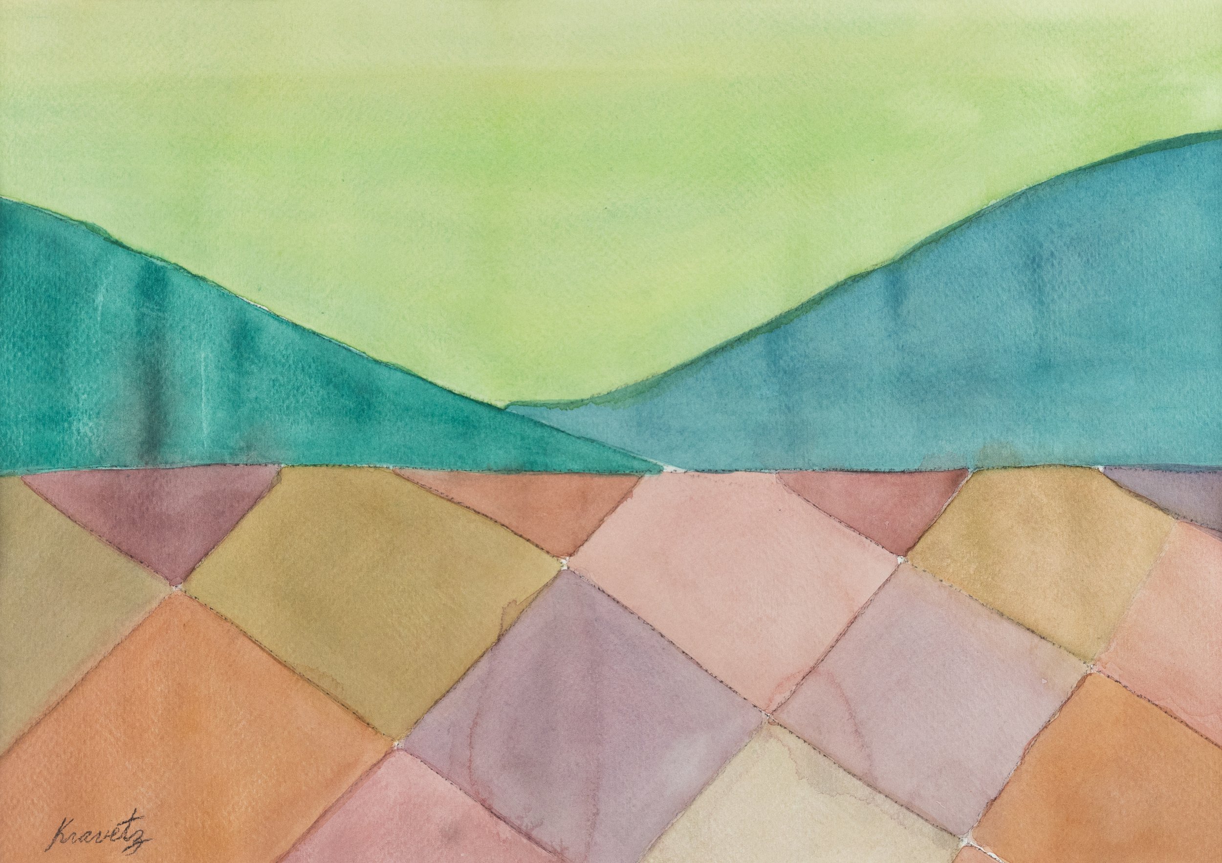 Farmland II, 1991, watercolor, 20x26 inches with mat