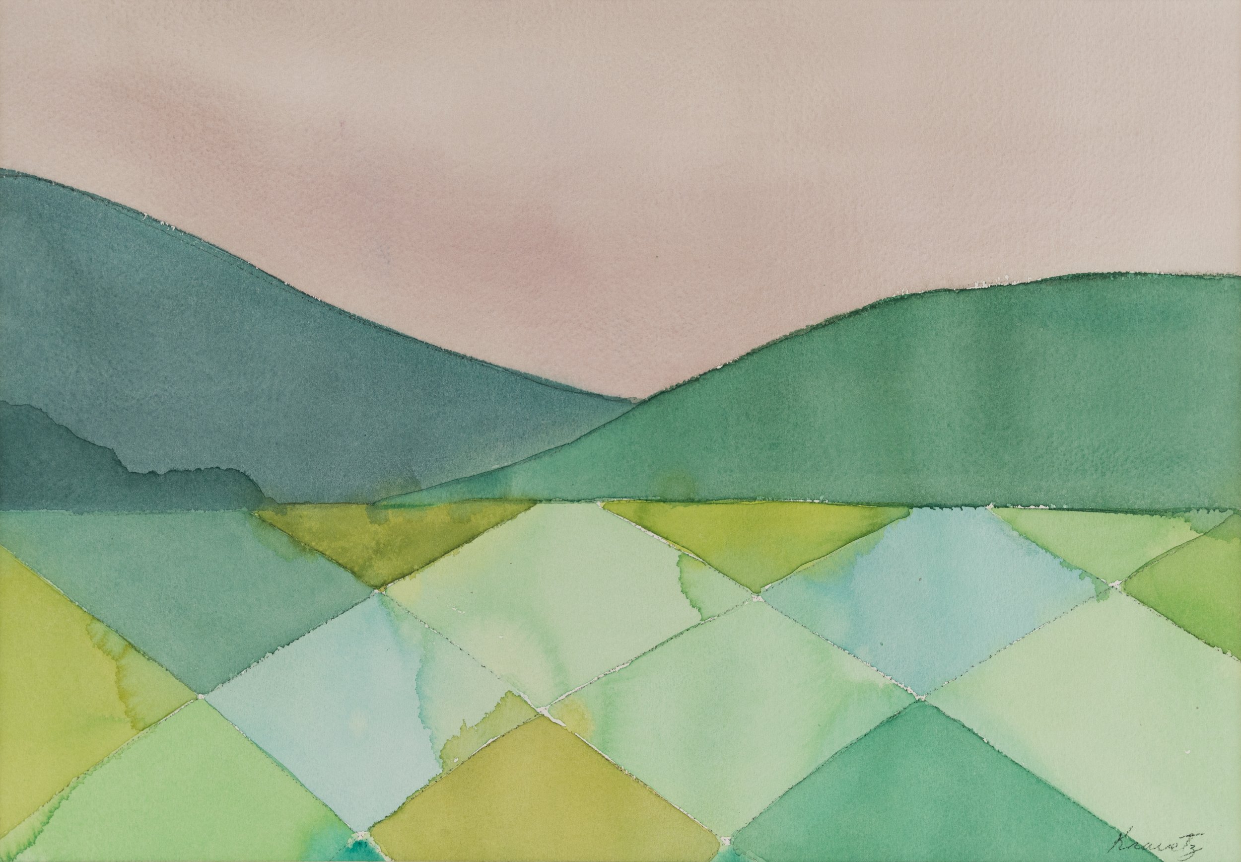 Farmland X, 1991, watercolor, 20x26 inches with mat