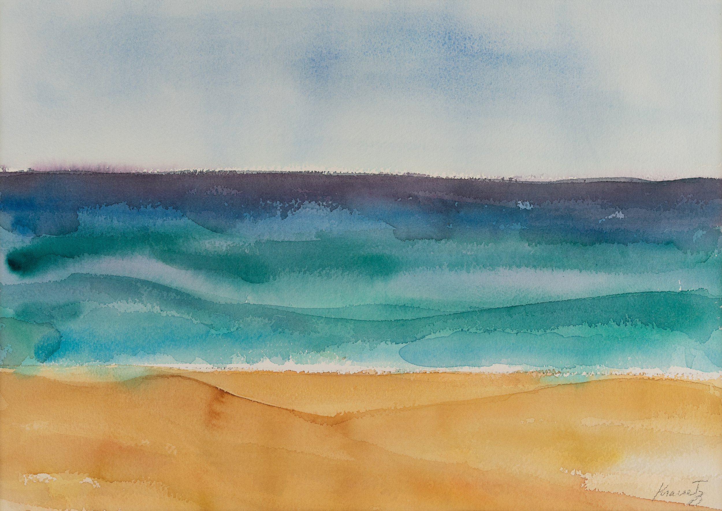 Untitled (Seascape), 1991, watercolor, 22x30 inches with mat