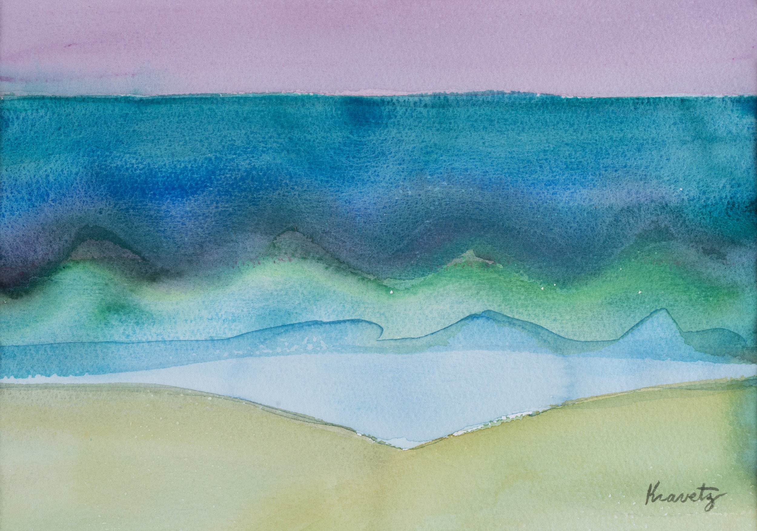 Calm Day at the Beach II, 1989, watercolor, 16x20 inches with mat