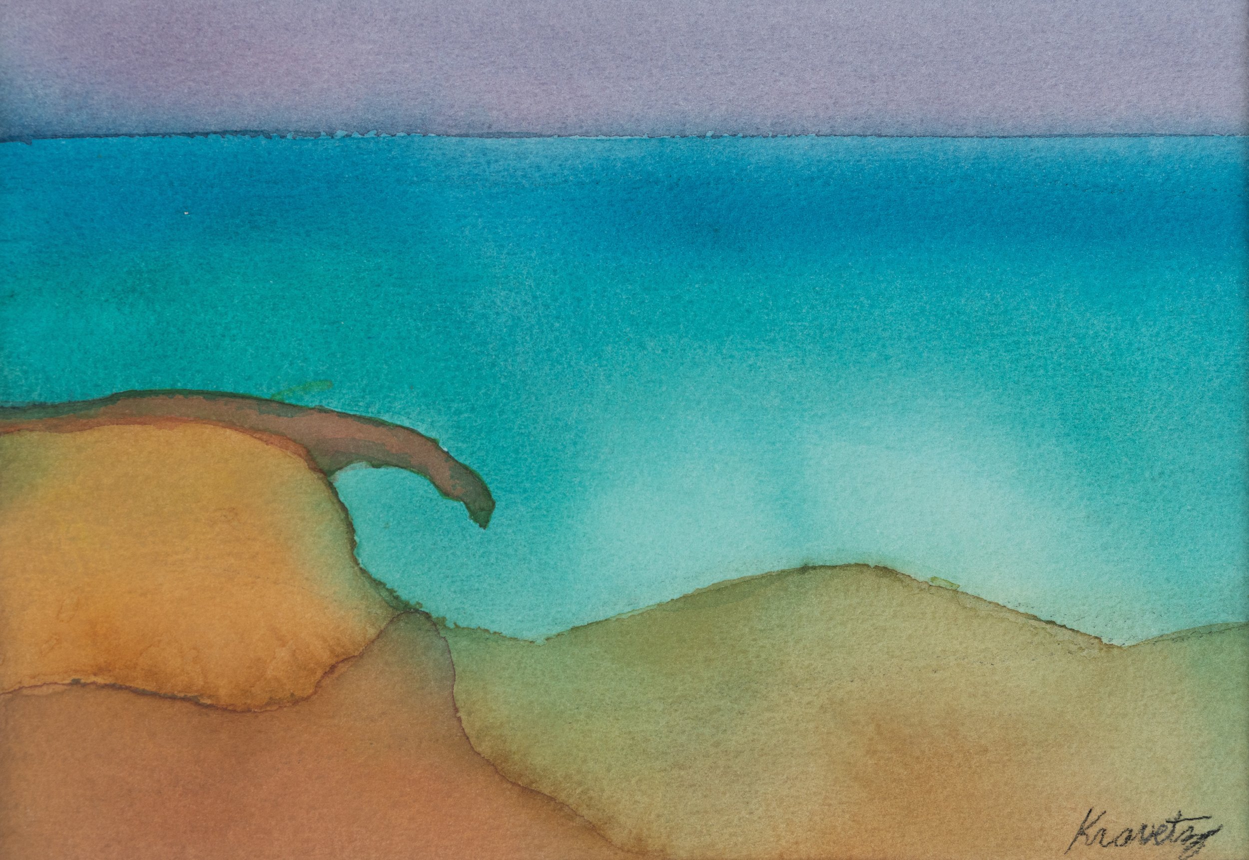 Cove at Dana Point, 1989, watercolor, 14x16 inches with mat