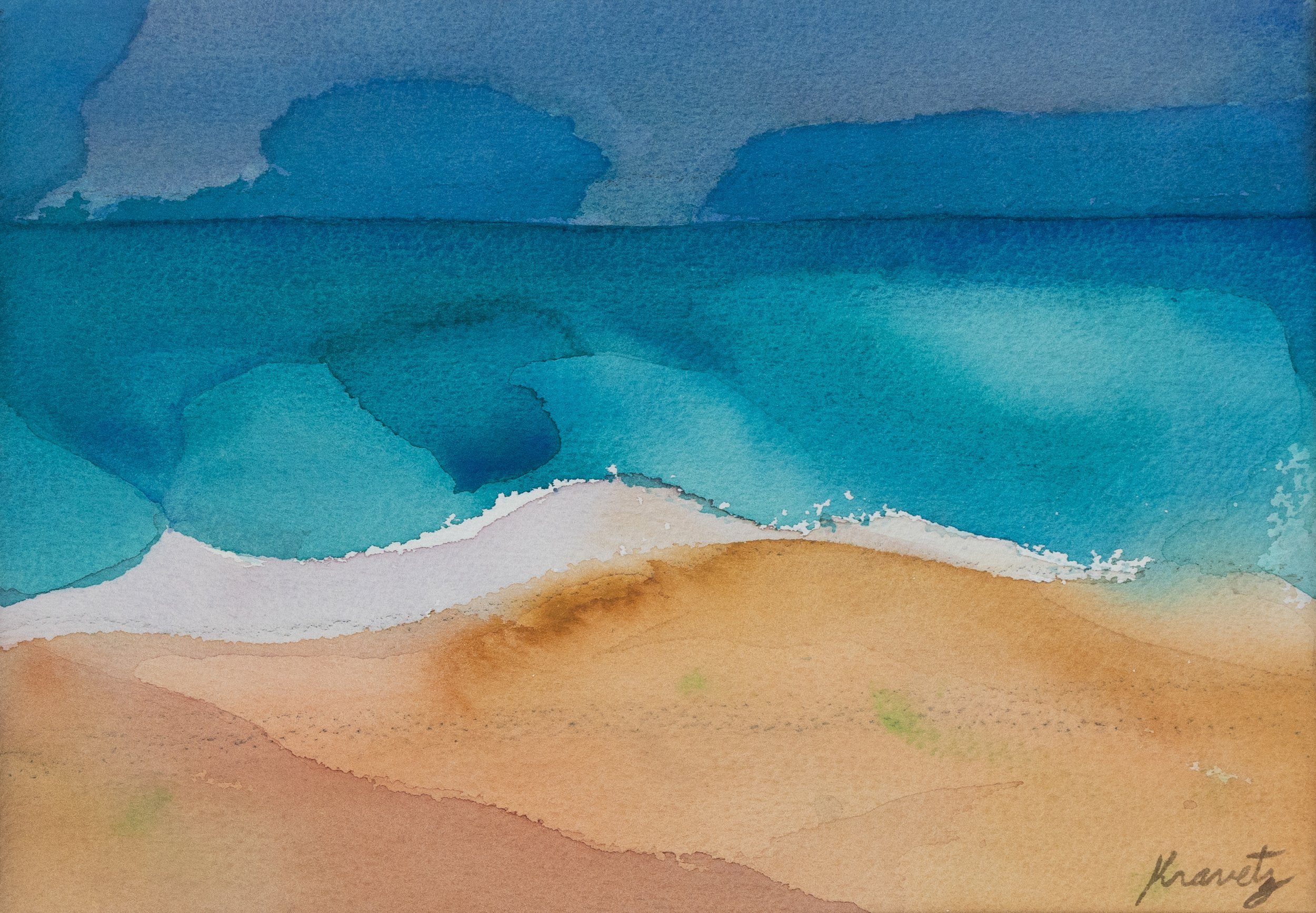 Cloud Covered the Beach, 1989, watercolor, 14x16 inches with mat
