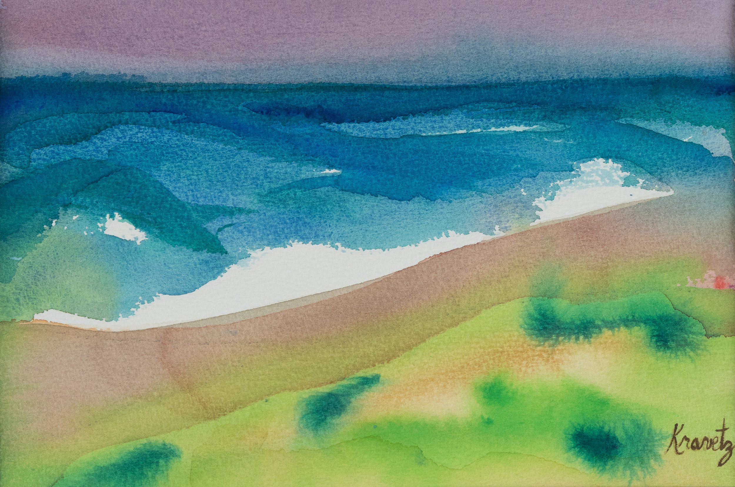 Waves Along the Shore II, 1989, watercolor, 14x16 inches with mat