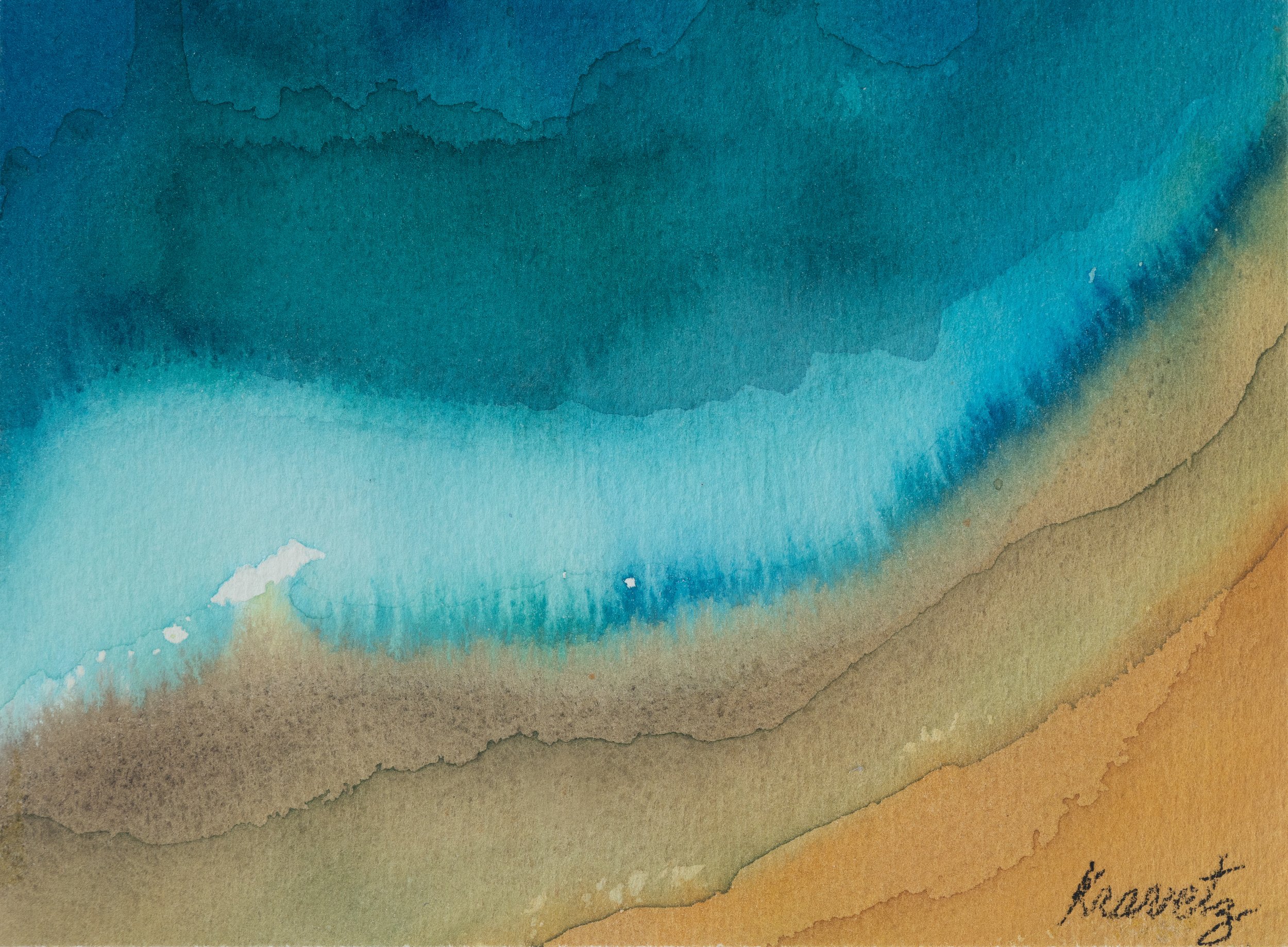 Rolling Wave, 1989, watercolor, 11x14 inches with mat