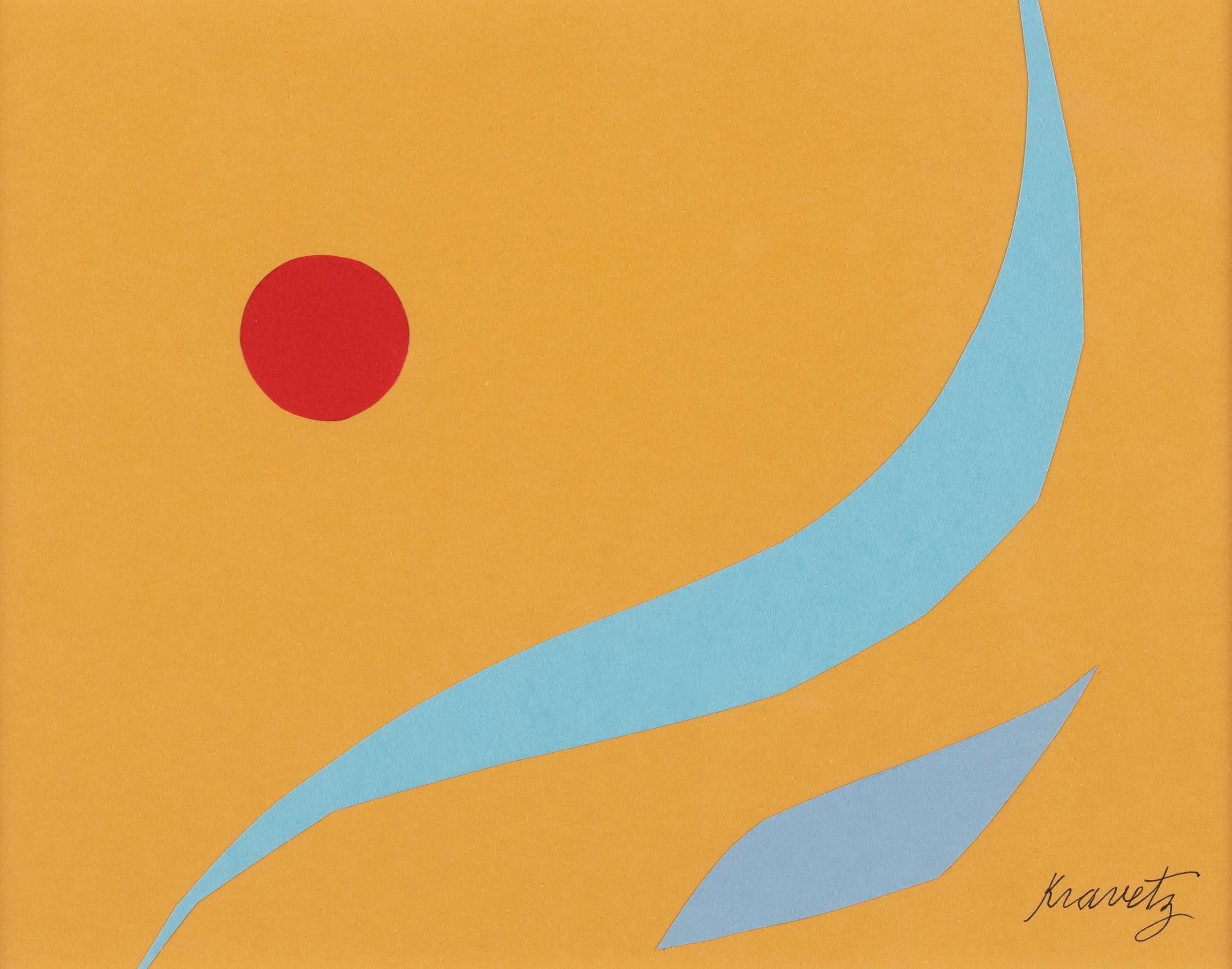 Yellow with Red Dot and Blue II, 1981, collage, 21x17 inches with mat