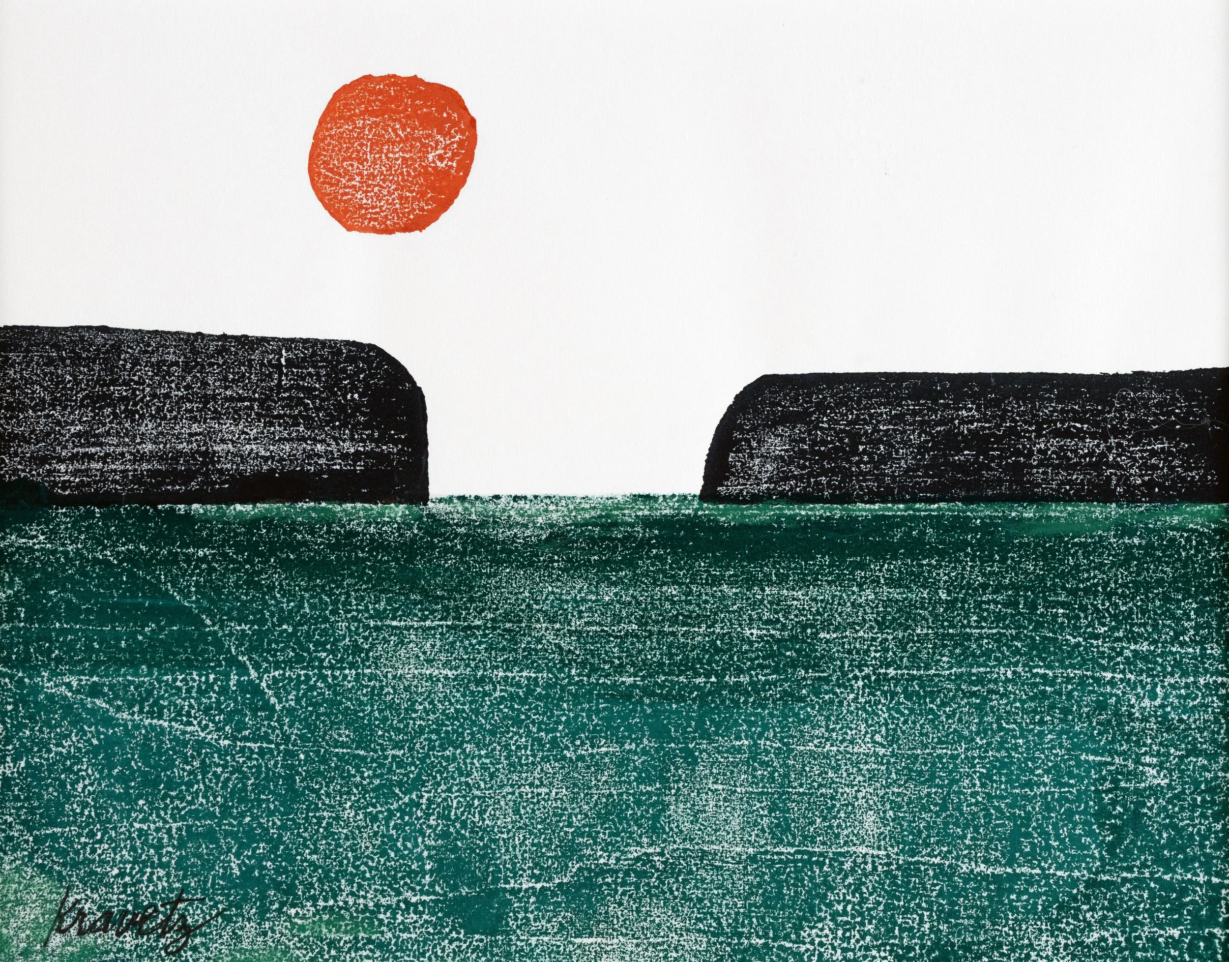 Black Mesa II, 1975, ink on paper, 20x16 inches with mat