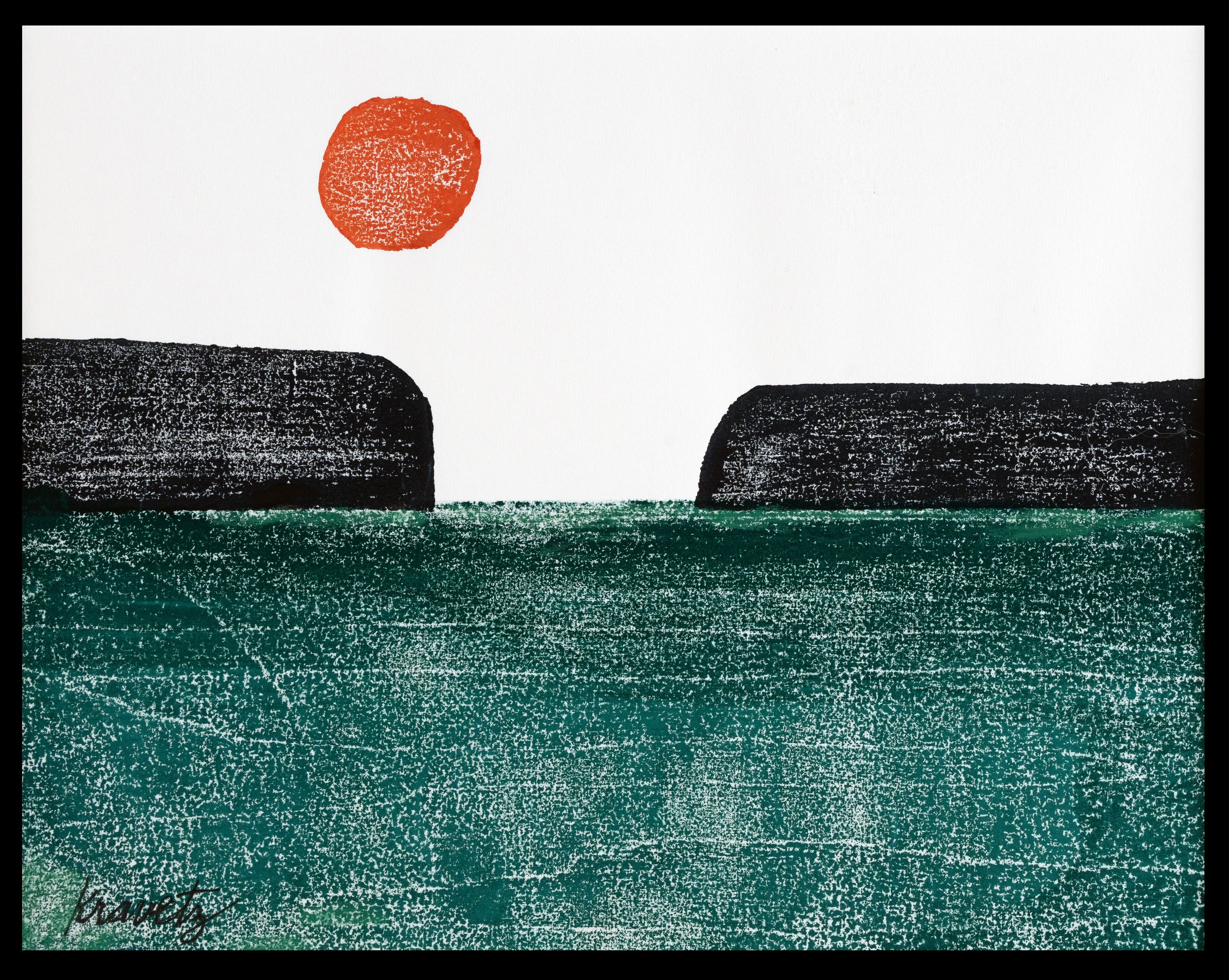 Black Mesa II, 1975, wood block print, 20x16 inches with mat