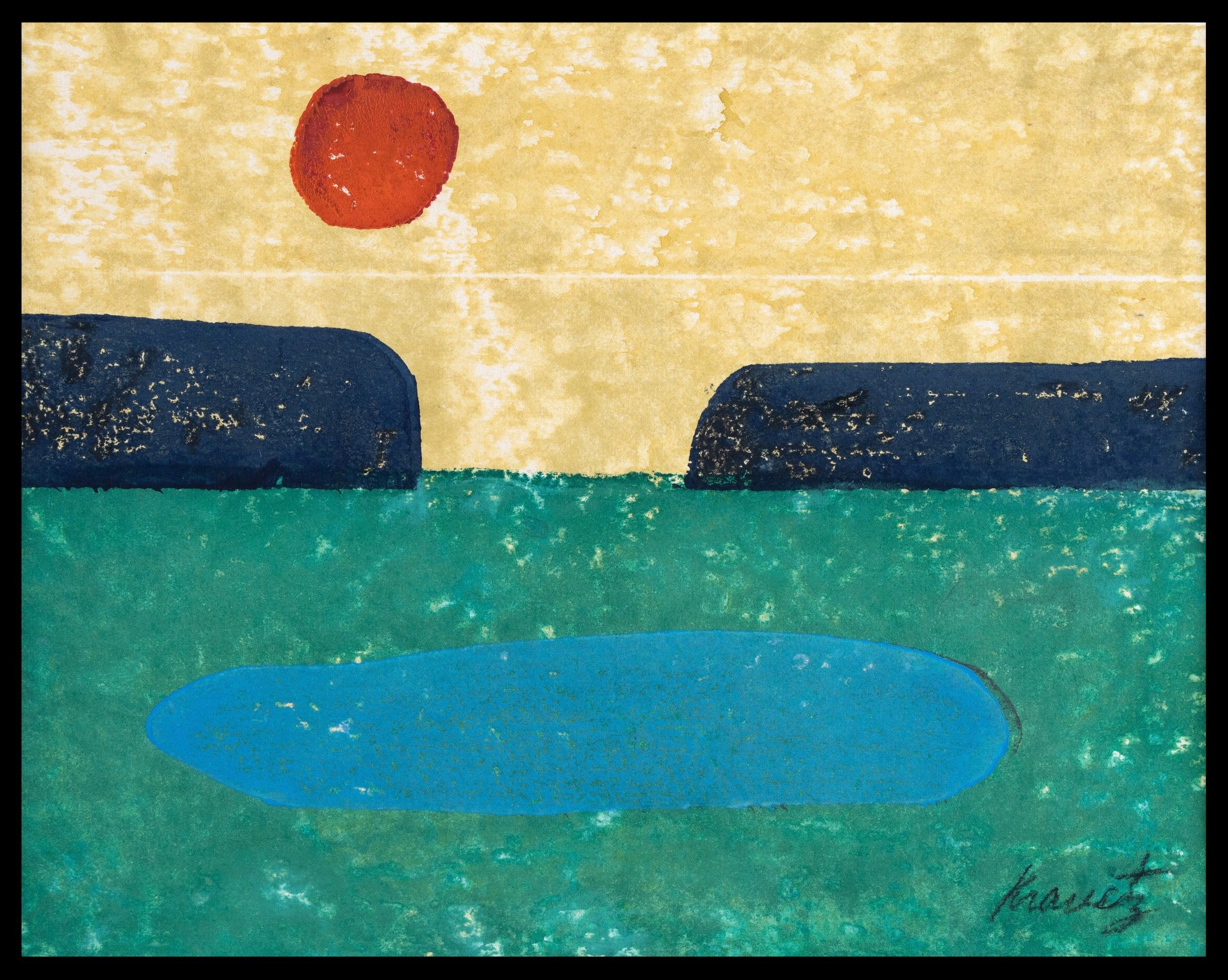 Black Mesa I, 1975, wood block print, 16x20 inches with mat