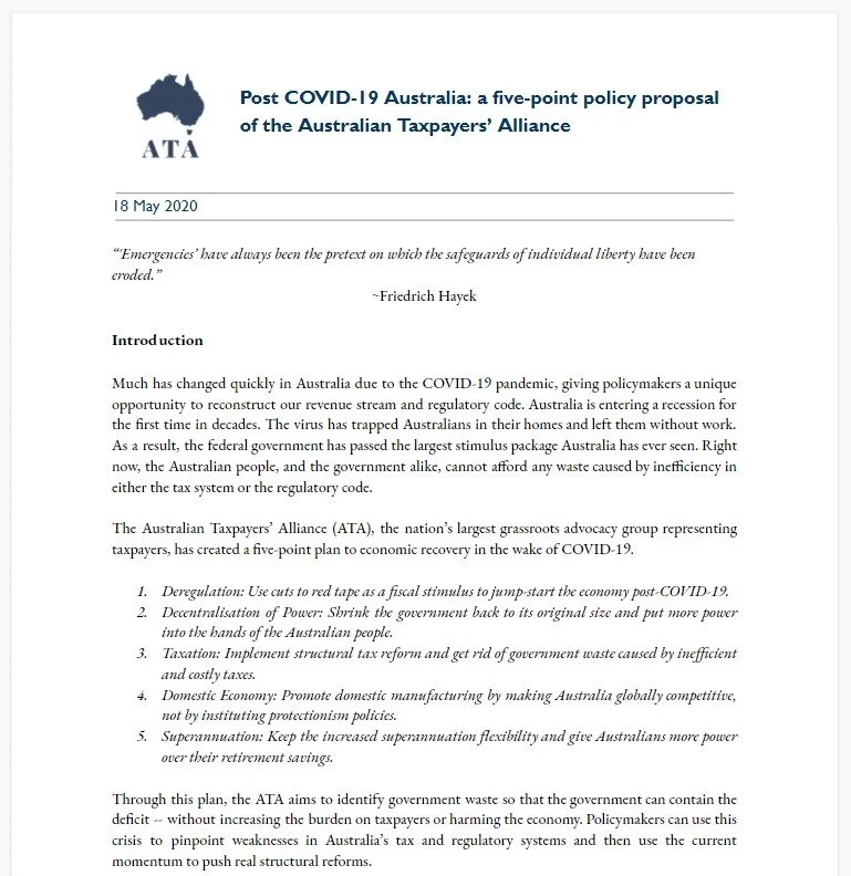 Post COVID-19 Australia: a five-point policy propsal
