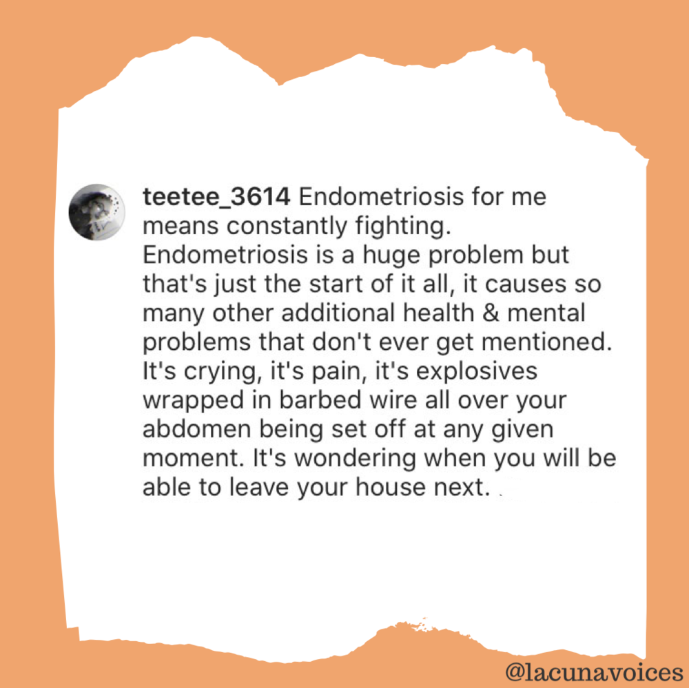 What endometriosis means to me. Constantly fighting. Photo Lacuna Voices.png