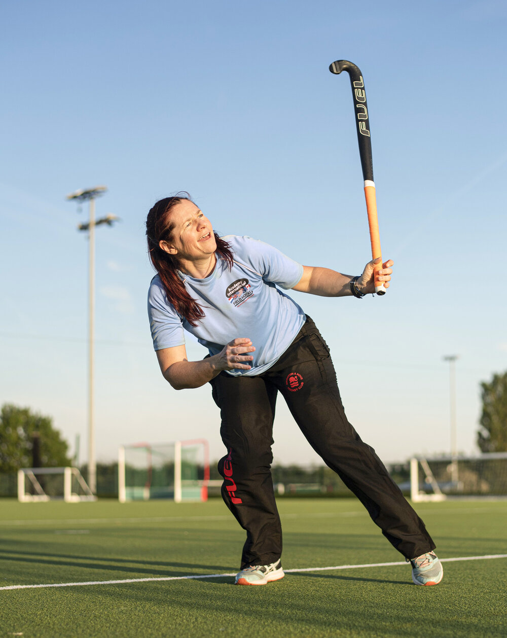 Wendy with a hockey stick. Photo: Lucozade Sports Movers 