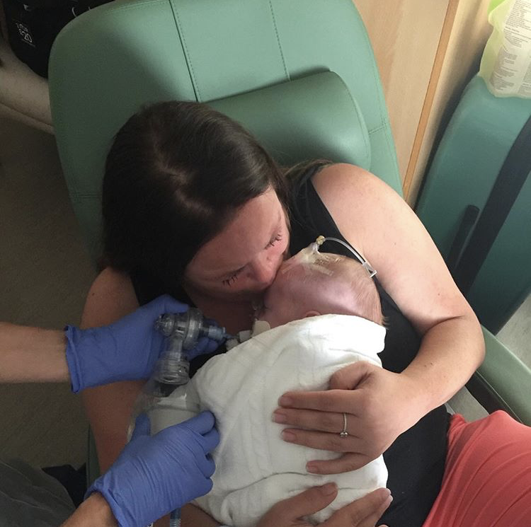 Tammy saying goodbye to her beautiful boy. Photo: Tammy Ireson/Lacuna Voices