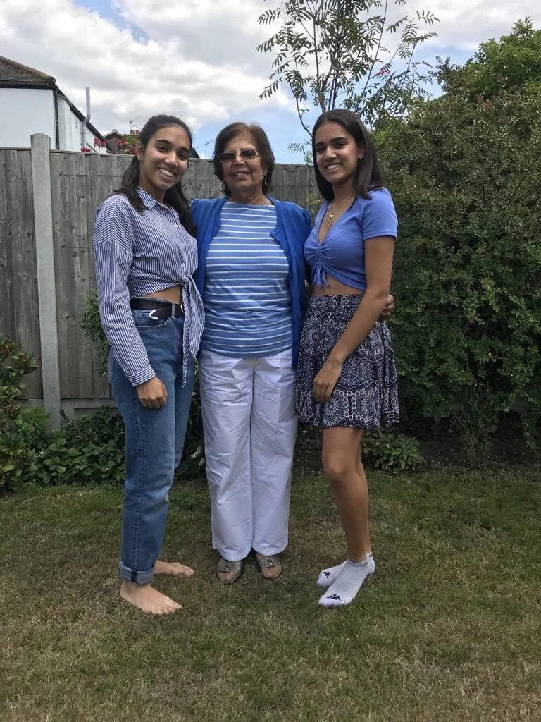 Anissa (right) with her grandma and sister Sanika in London, 2020. Photo: Anissa Patel