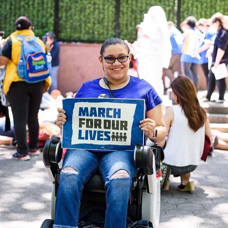 Protester Daphne Frias at a March For Our Lives event. Photo: PFTU Photos